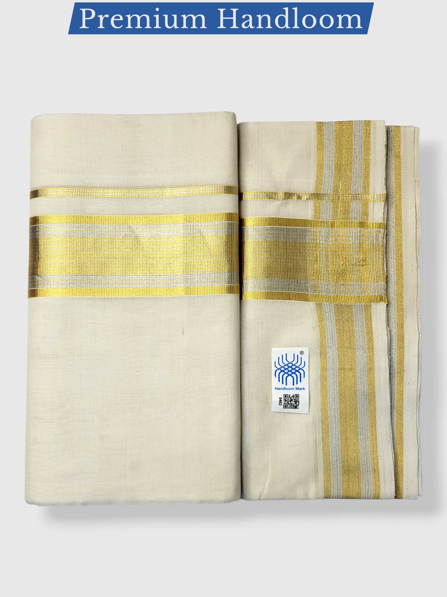 Premium Wedding Handloom Balaramapuram Unaakupaavu Kasavu Mundu for Men