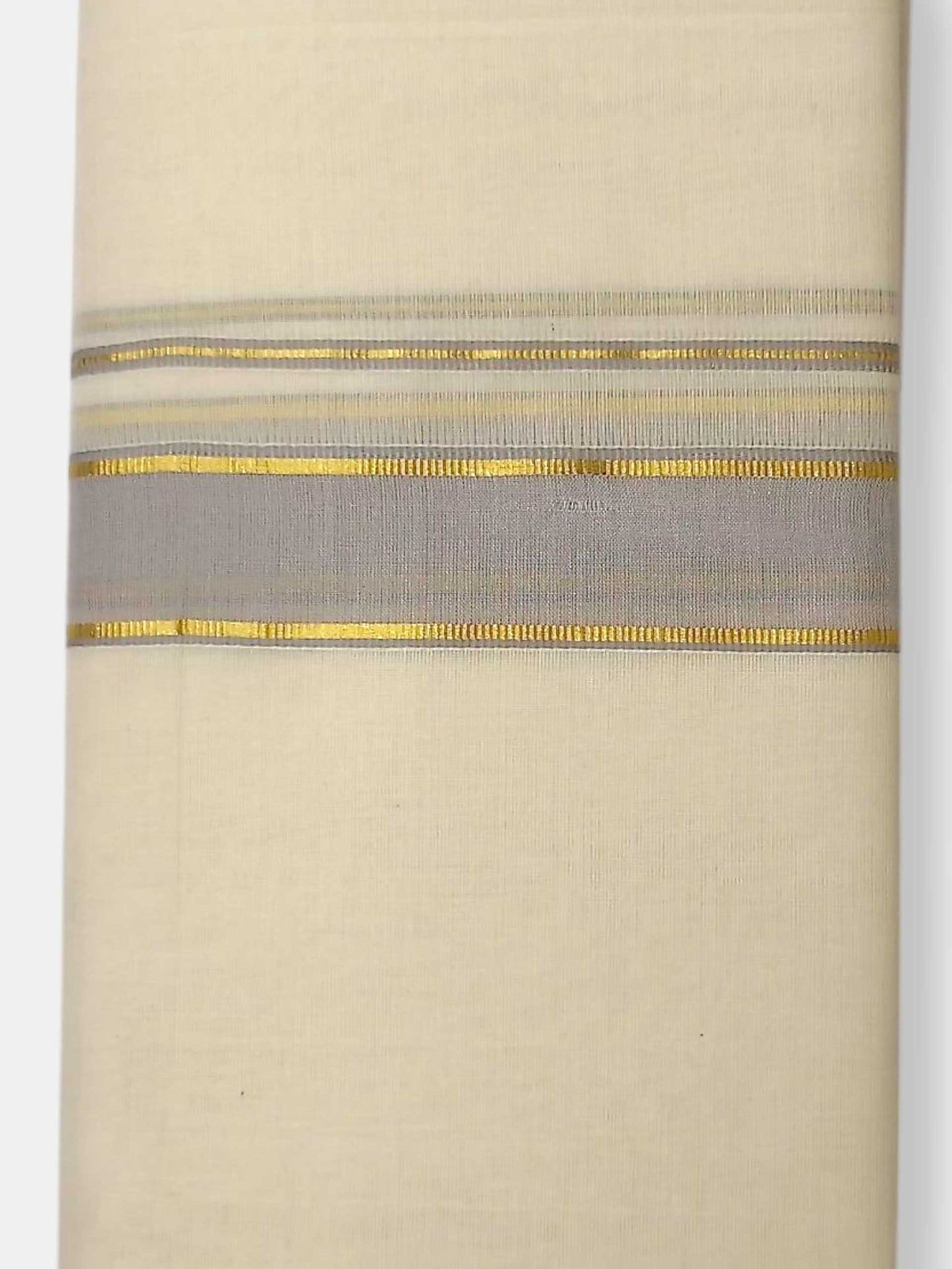 Balaramapuram Handloom Double Mundu Pure Cotton with Gray Border