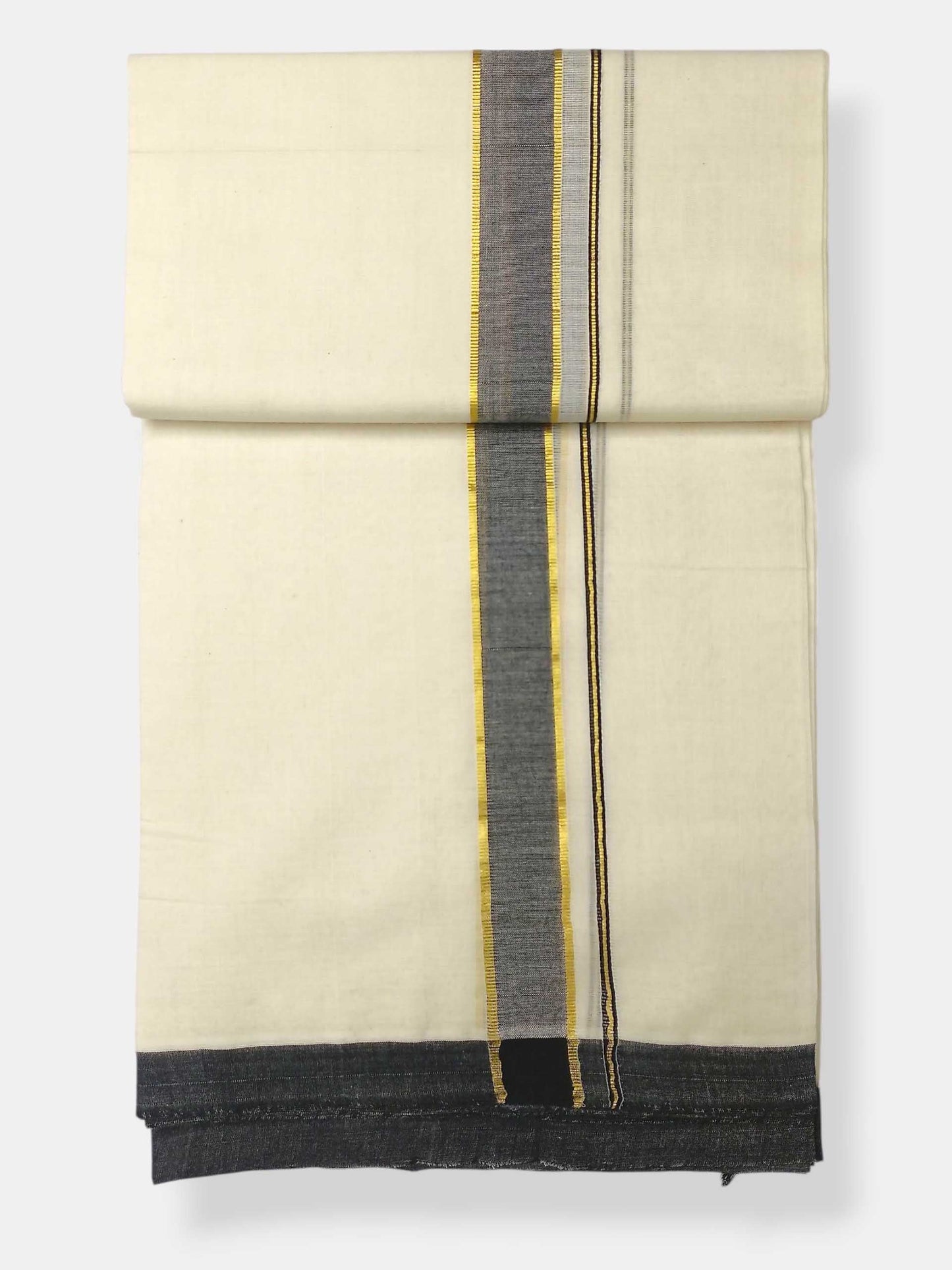 Balaramapuram Handloom Double Mundu Pure Cotton with Black Border