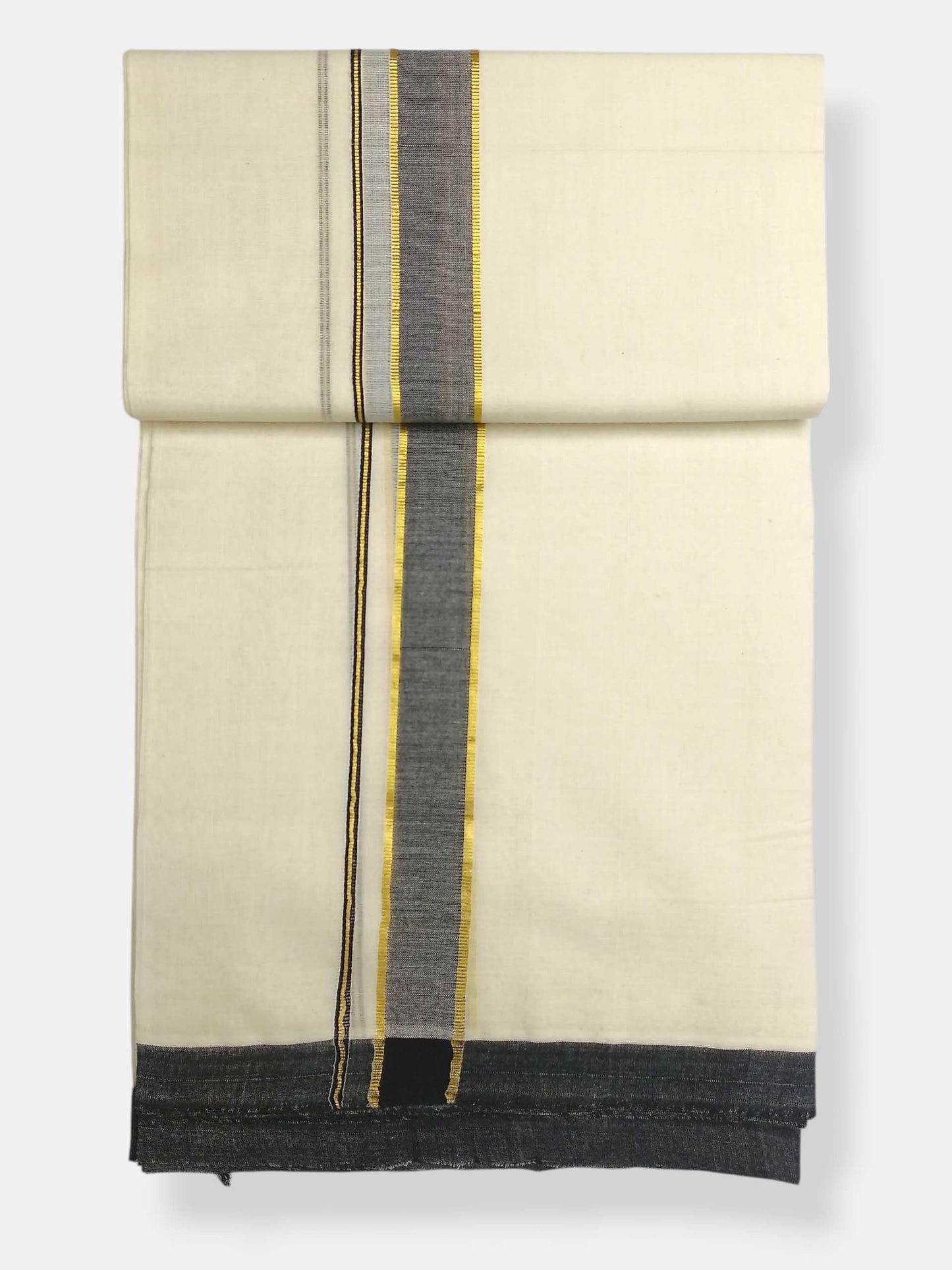 Balaramapuram Handloom Double Mundu Pure Cotton with Black Border