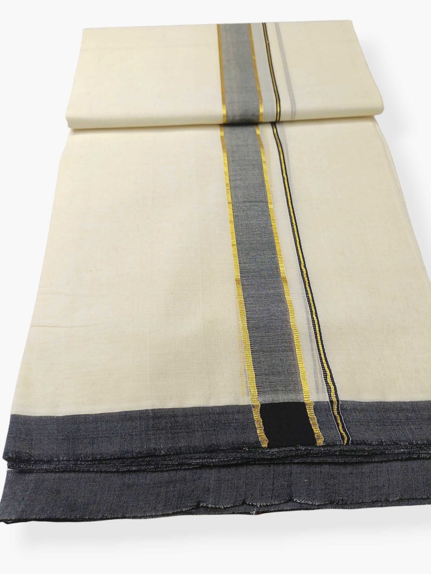 Balaramapuram Handloom Double Mundu Pure Cotton with Black Border