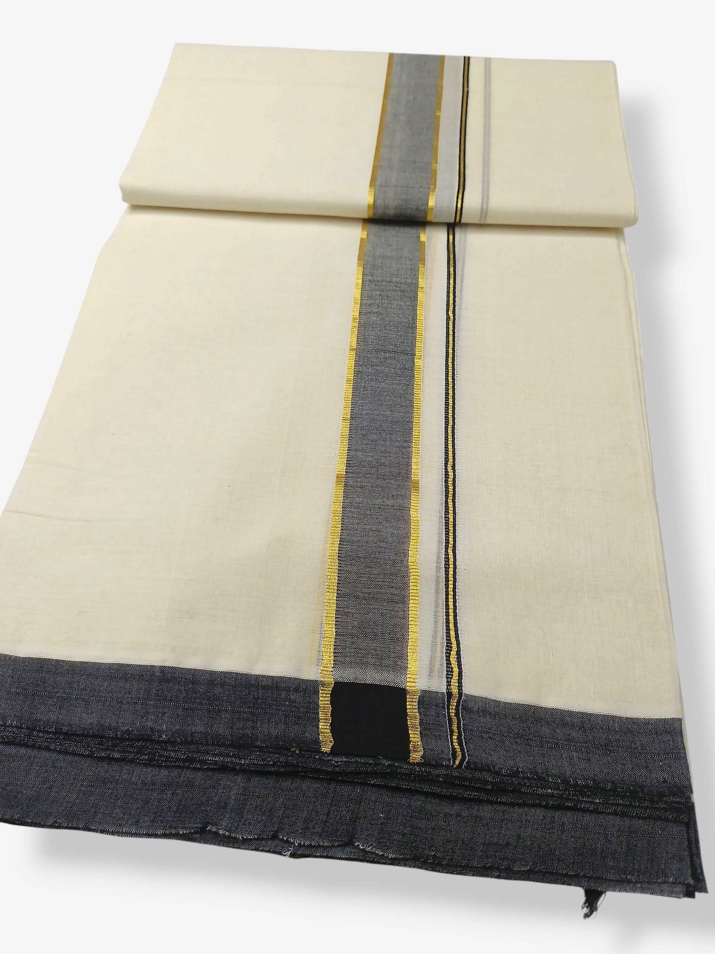 Balaramapuram Handloom Double Mundu Pure Cotton with Black Border