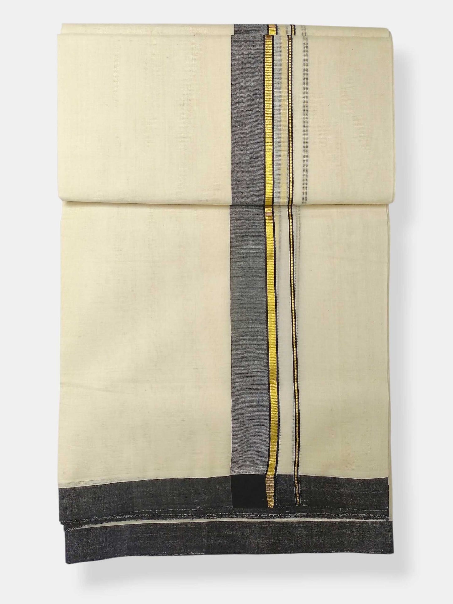 Balaramapuram Handloom Double Mundu Pure Cotton with Black Border