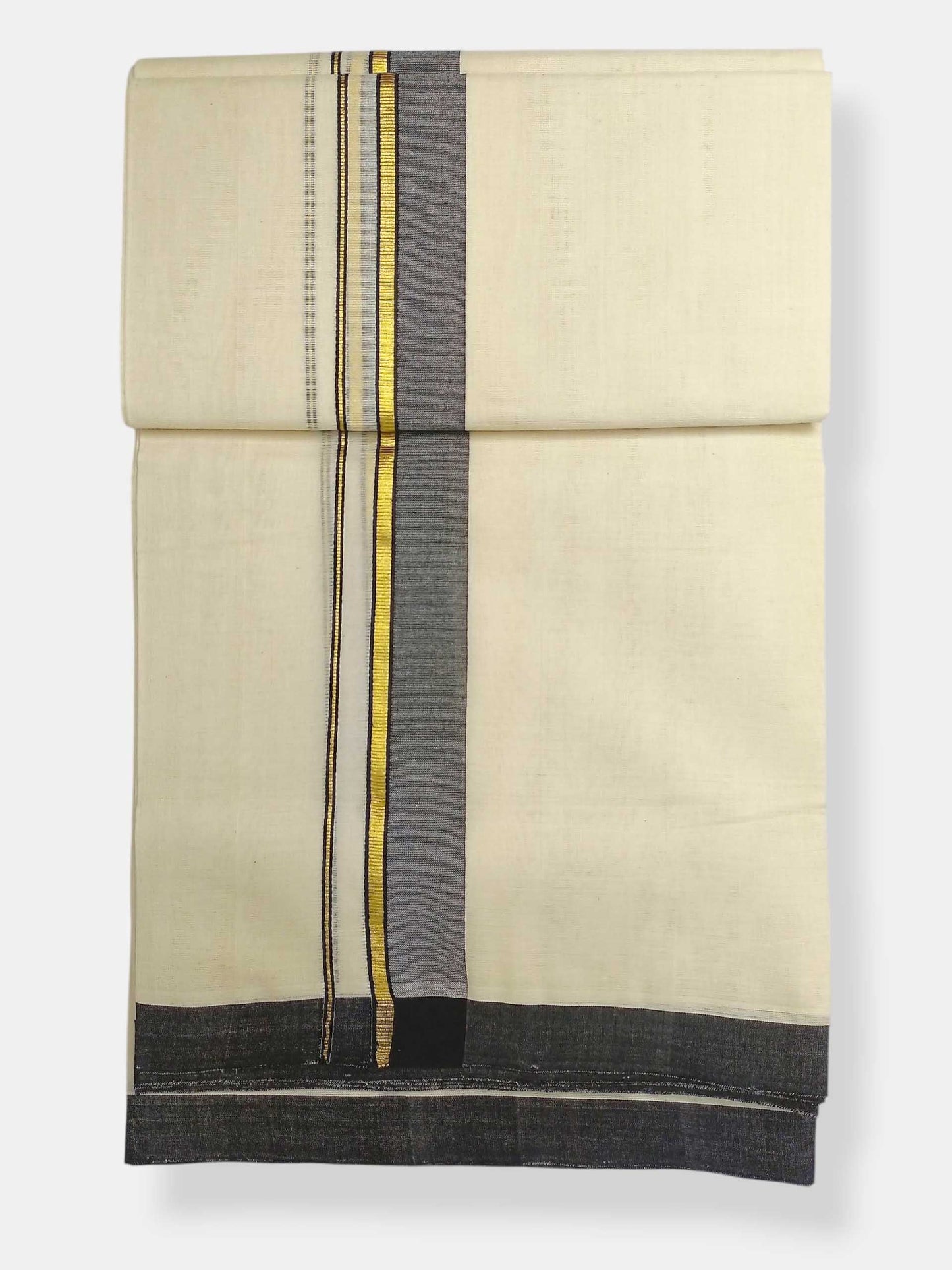 Balaramapuram Handloom Double Mundu Pure Cotton with Black Border