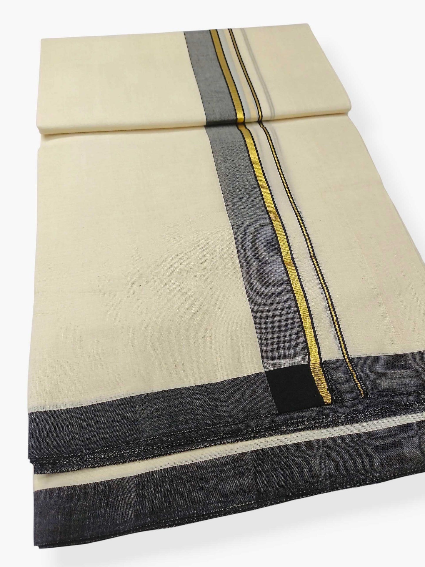 Balaramapuram Handloom Double Mundu Pure Cotton with Black Border