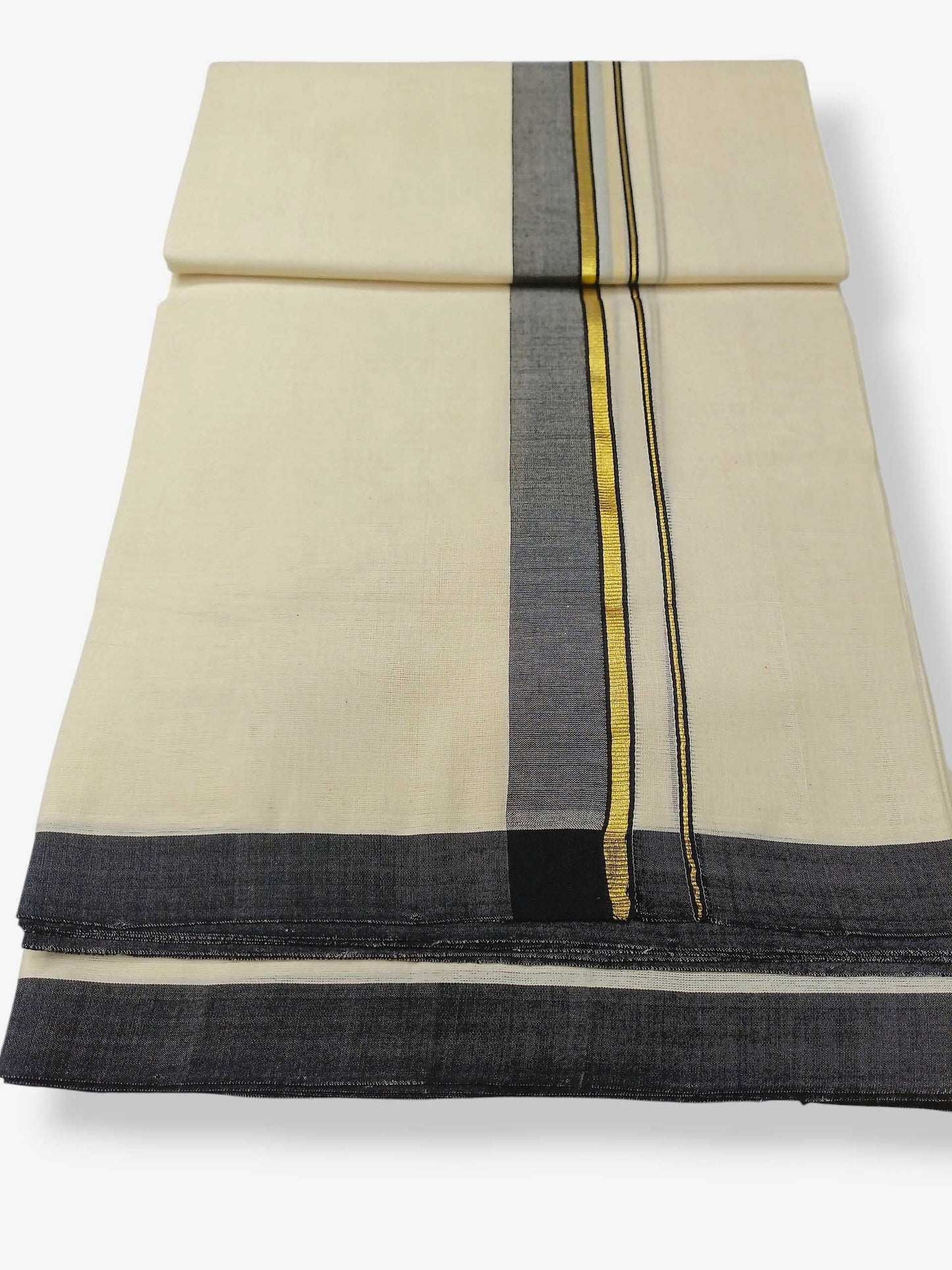 Balaramapuram Handloom Double Mundu Pure Cotton with Black Border