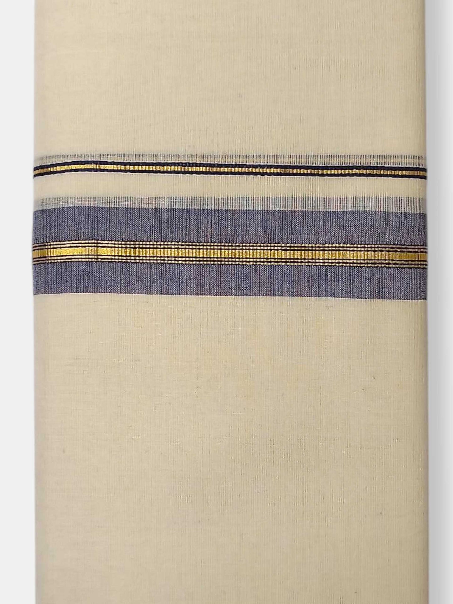 Balaramapuram Handloom Double Mundu Pure Cotton with Blue Border