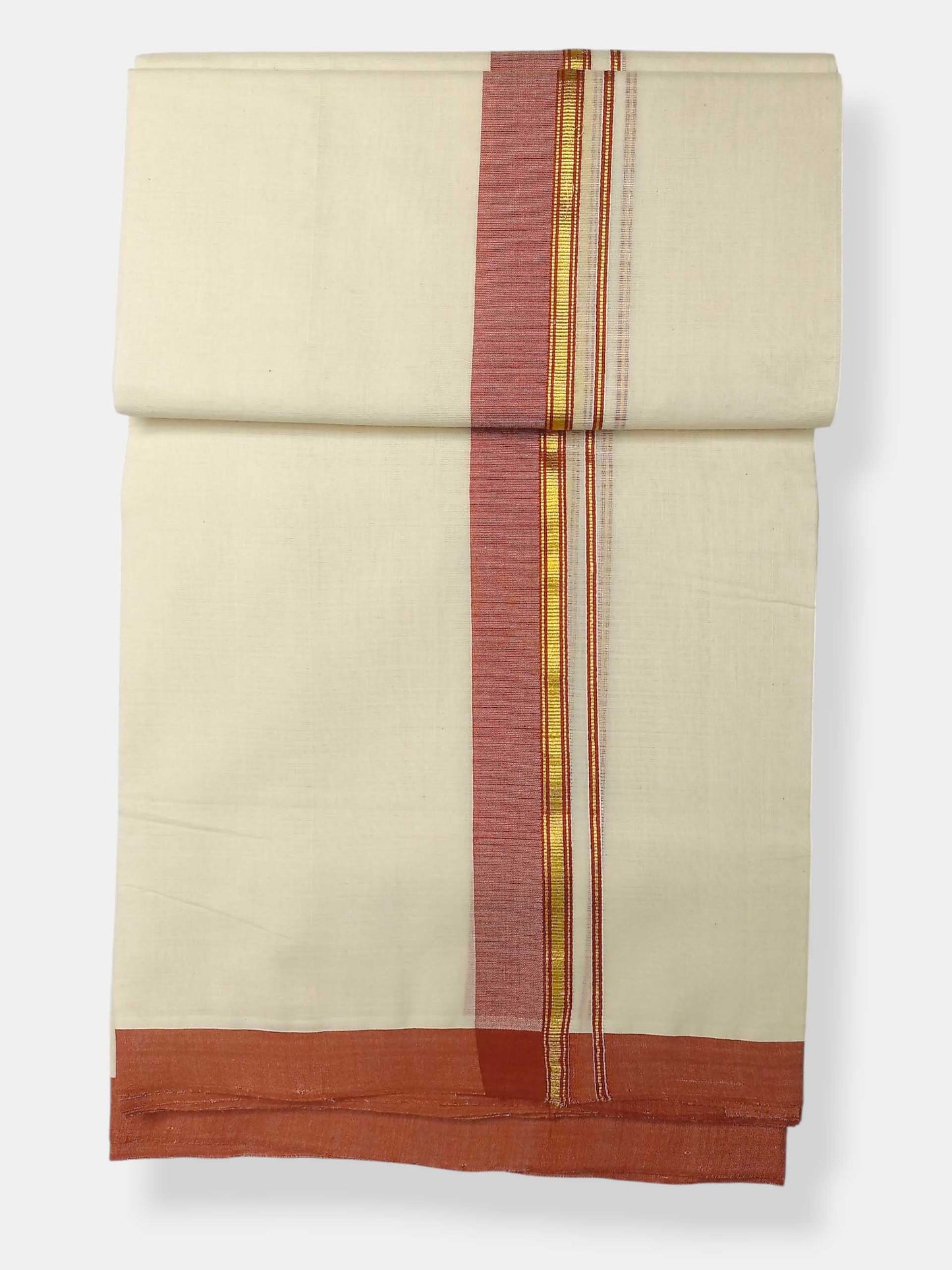 Balaramapuram Handloom Double Mundu Pure Cotton with Gray Border