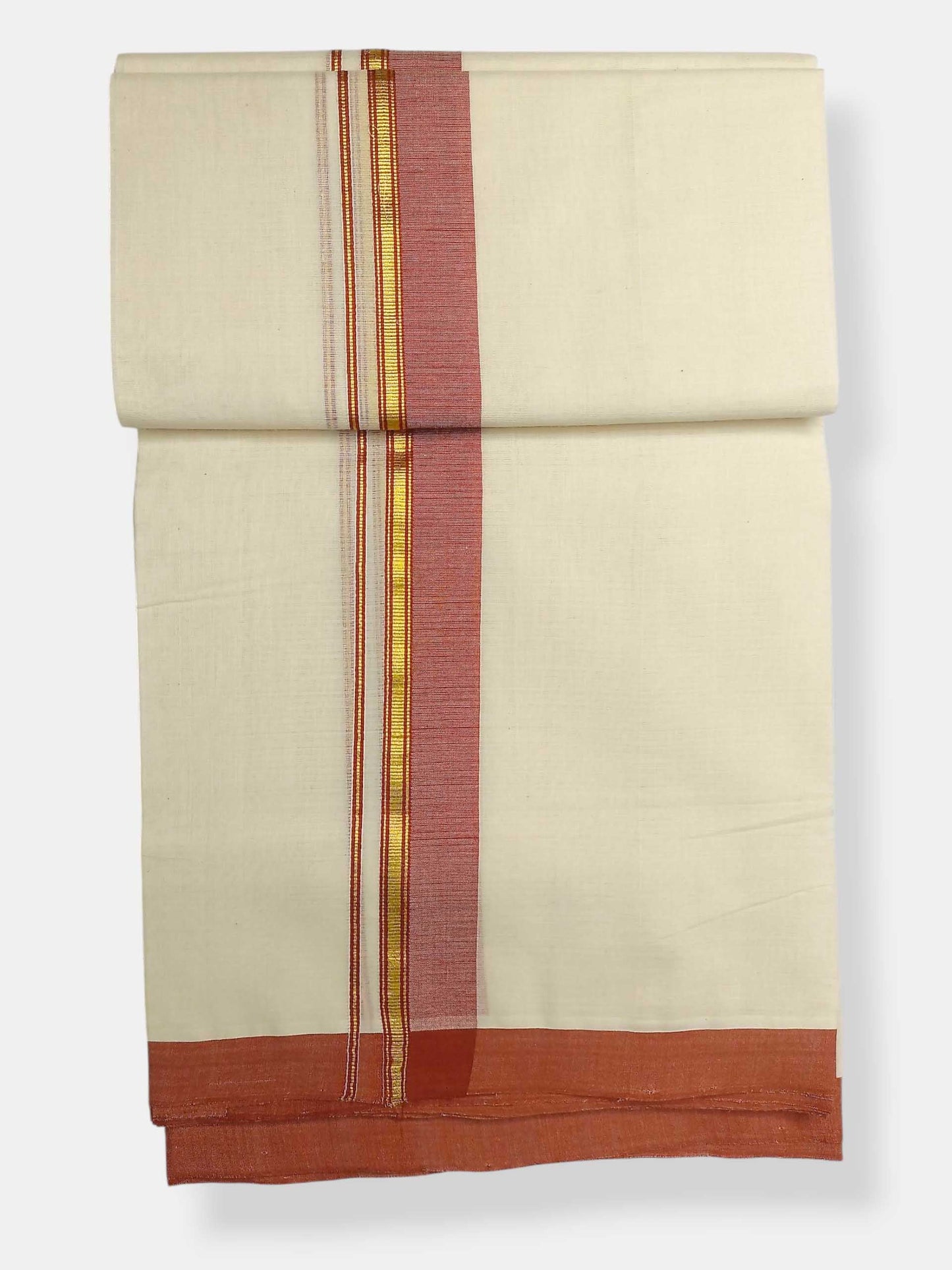 Balaramapuram Handloom Double Mundu Pure Cotton with Gray Border