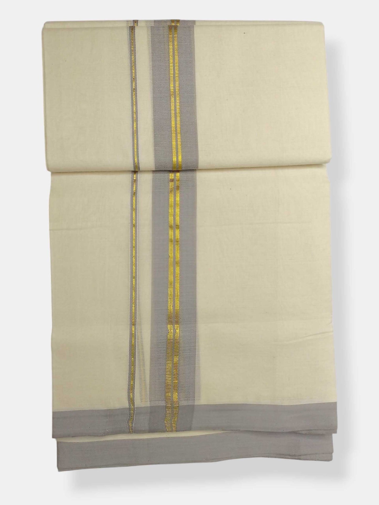 Balaramapuram Handloom Double Mundu Pure Cotton with Green Border