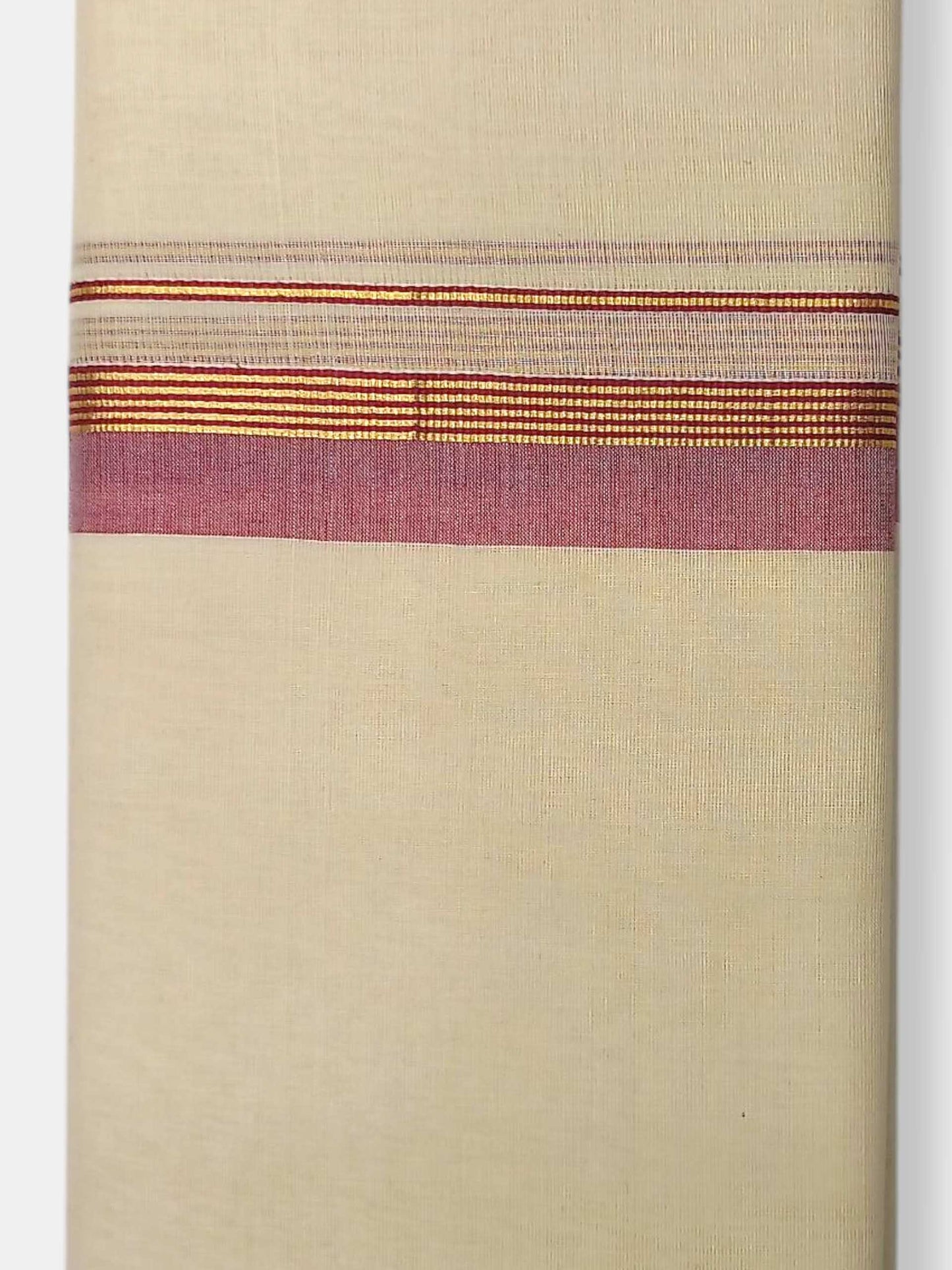 Balaramapuram Handloom Double Mundu Pure Cotton with Red Border