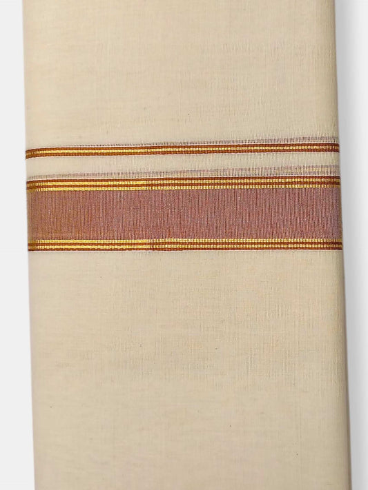 Balaramapuram Handloom Double Mundu Pure Cotton with Yellow Border