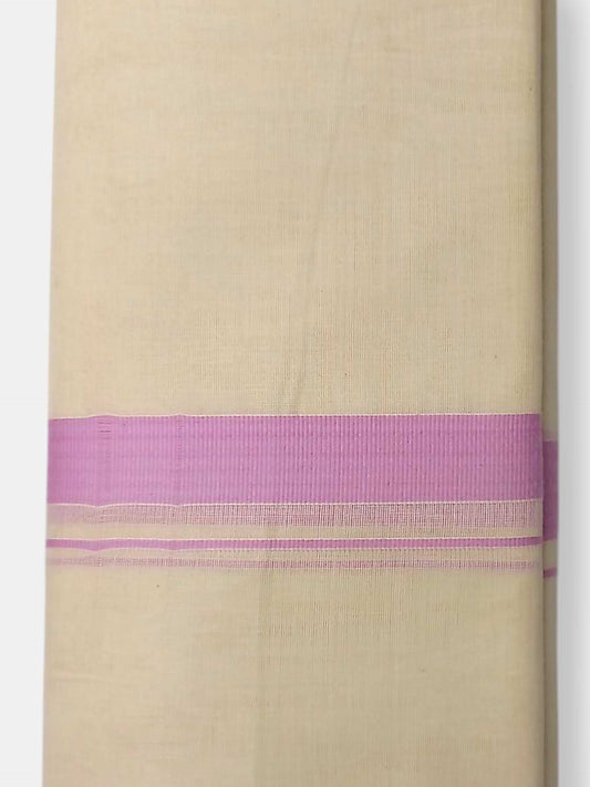 Balaramapuram Handloom Double Mundu Pure Cotton with Rose Border