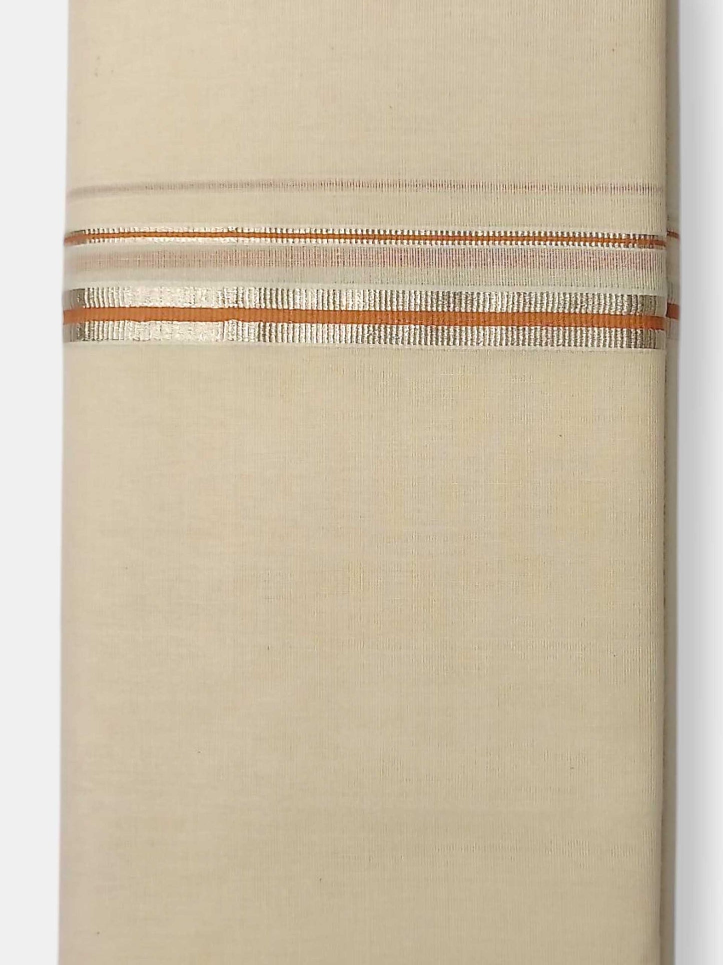 Balaramapuram Handloom Double Mundu Pure Cotton with Brown Border
