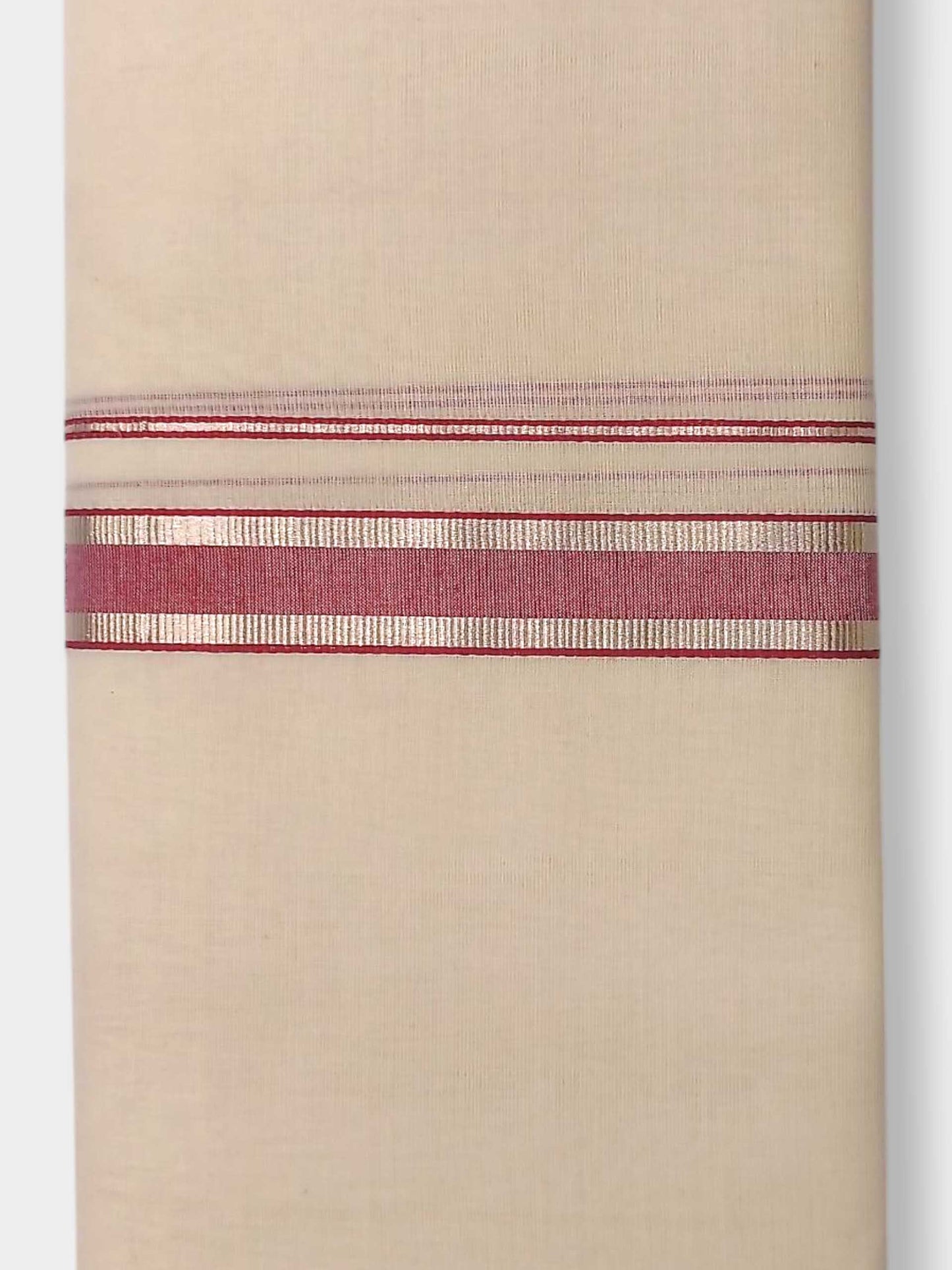 Balaramapuram Handloom Double Mundu Pure Cotton with Red Design