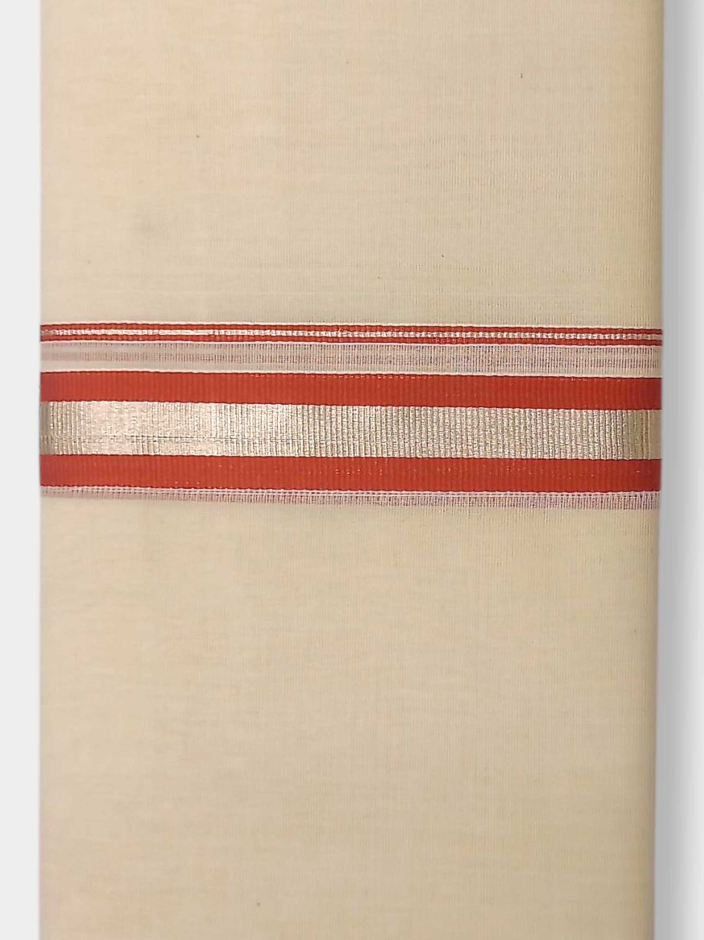 Balaramapuram Handloom Double Mundu Pure Cotton with Orange Border