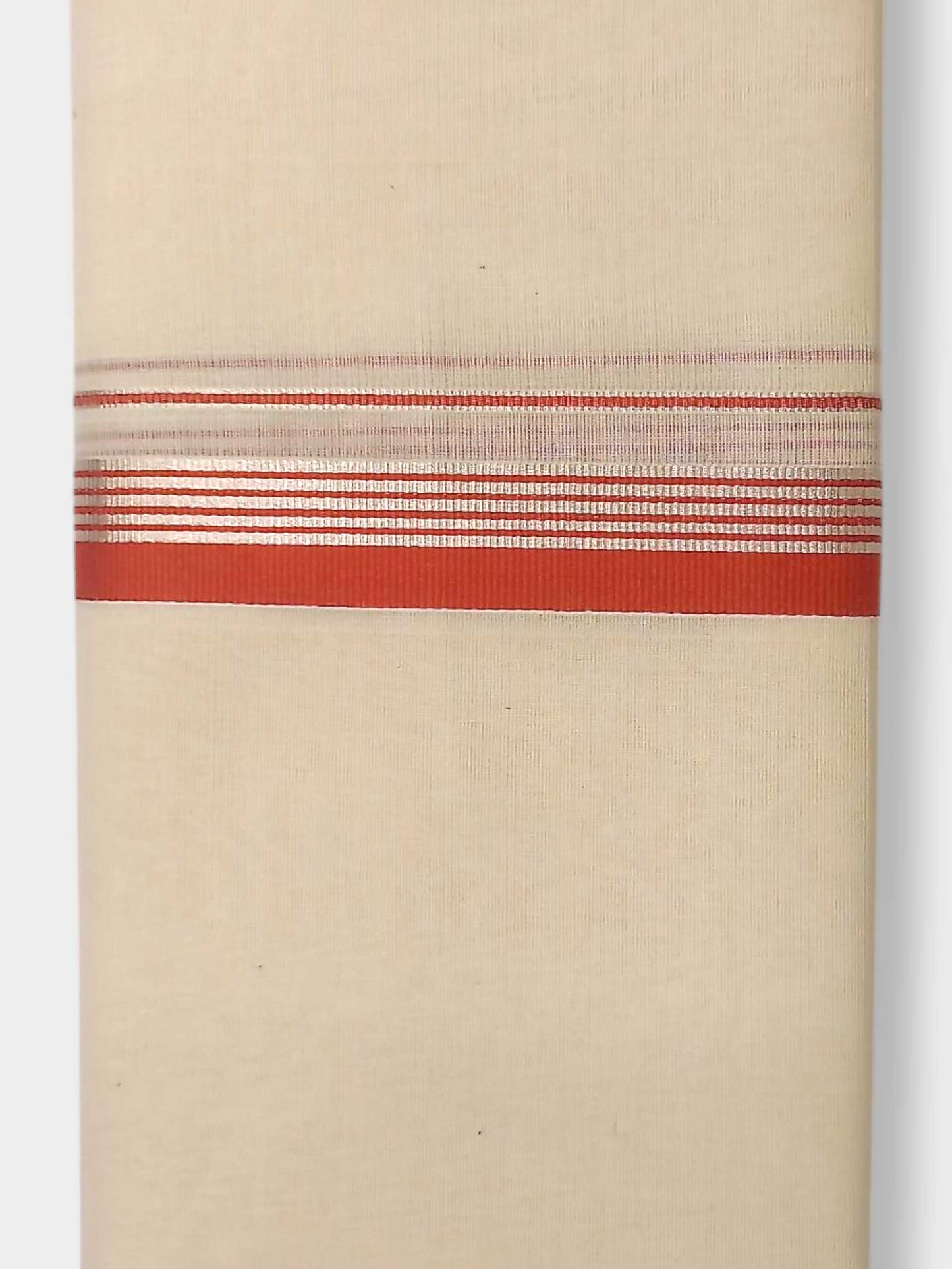 Balaramapuram Handloom Double Mundu Pure Cotton with Orange Border