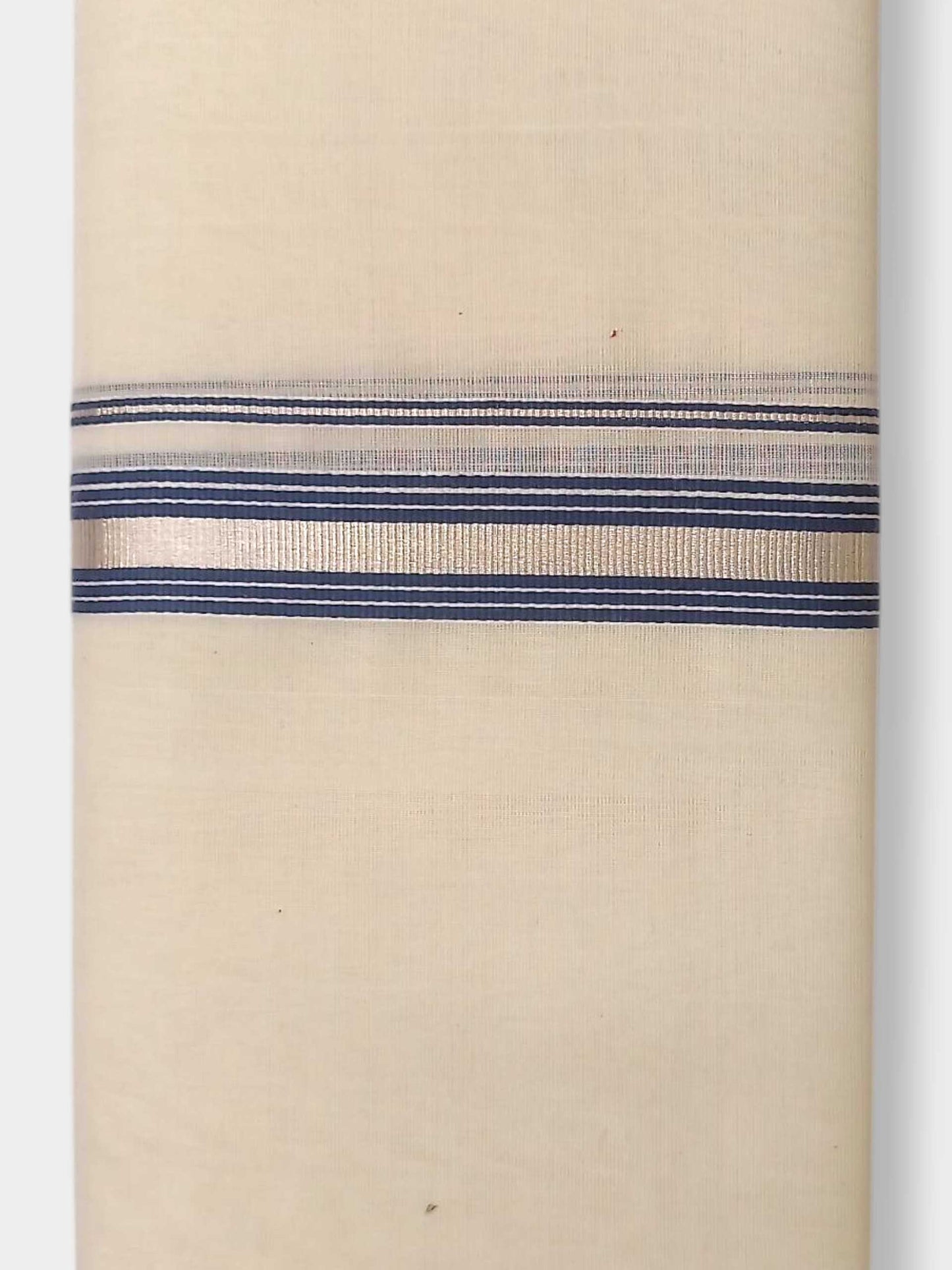 Balaramapuram Handloom Double Mundu Pure Cotton with Blue Border