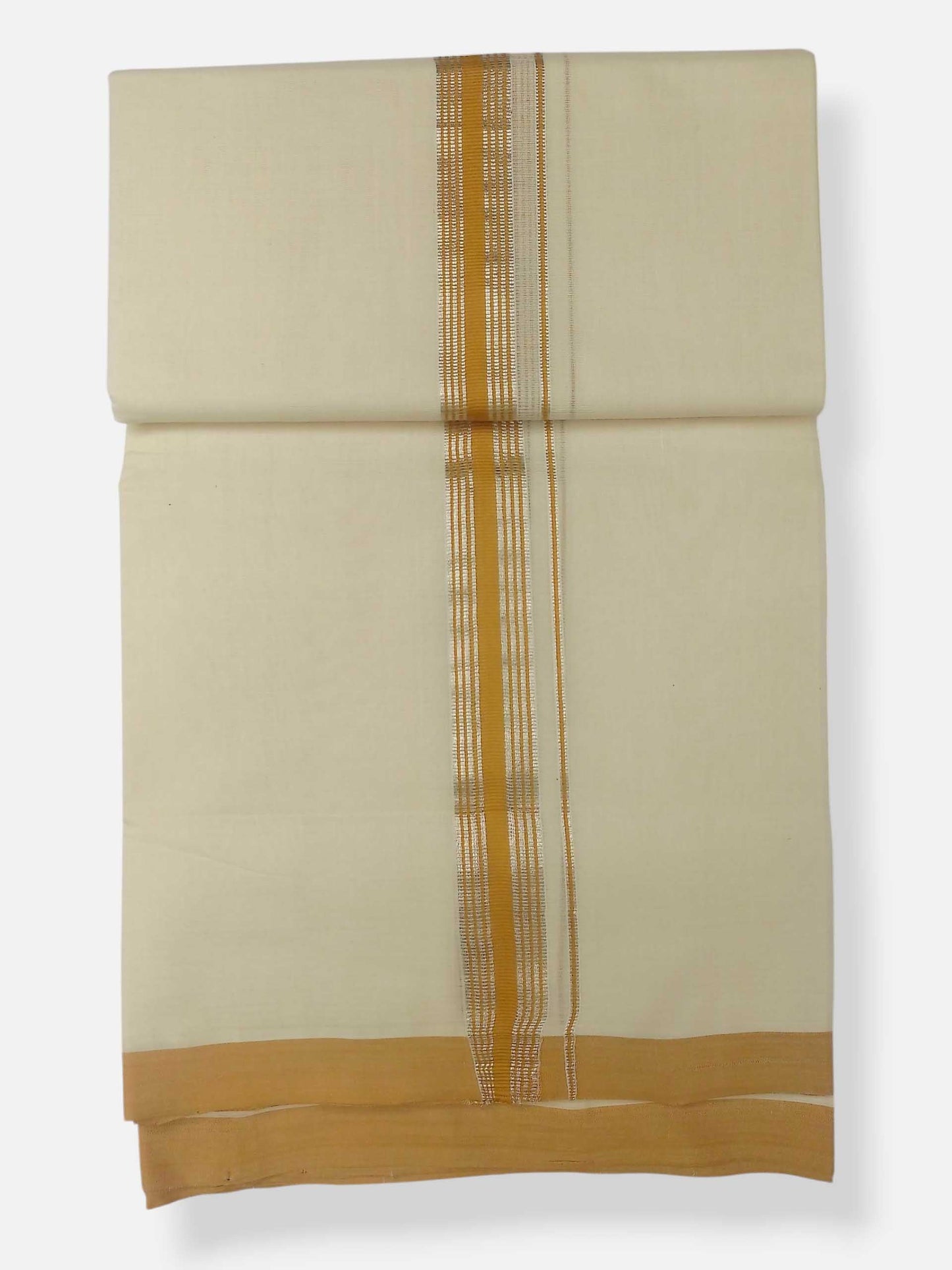 Balaramapuram Handloom Double Mundu Pure Cotton with Yellow Border