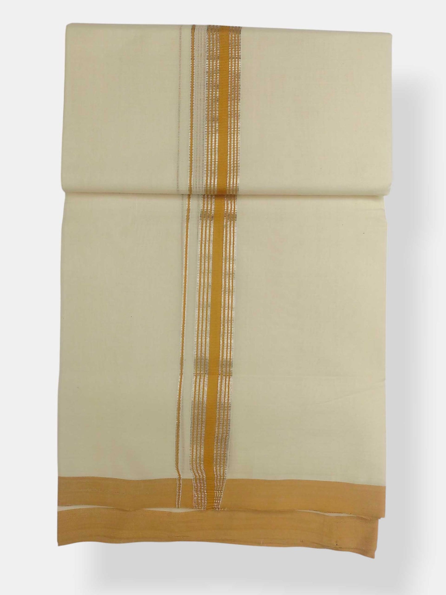 Balaramapuram Handloom Double Mundu Pure Cotton with Yellow Border