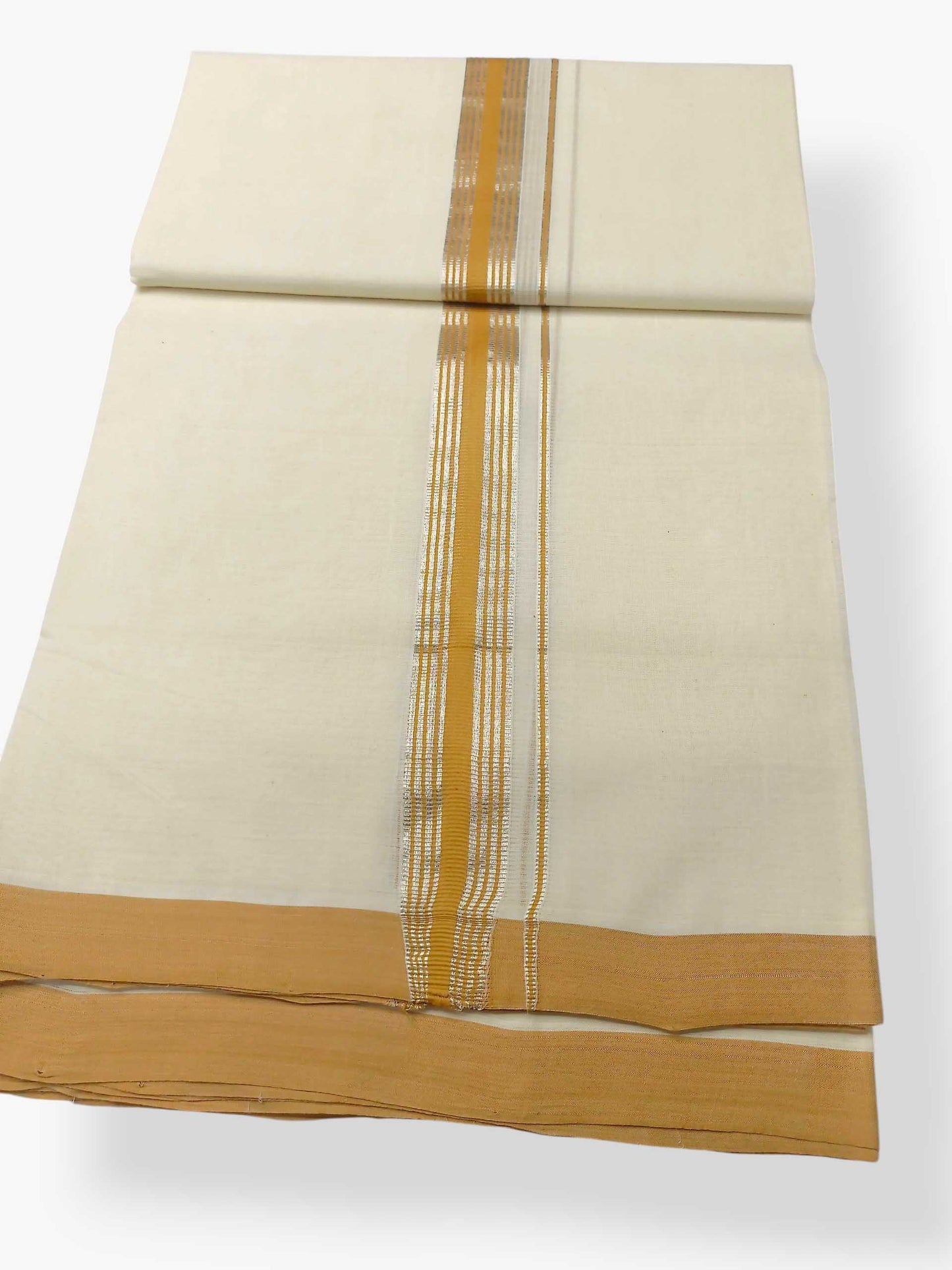 Balaramapuram Handloom Double Mundu Pure Cotton with Yellow Border