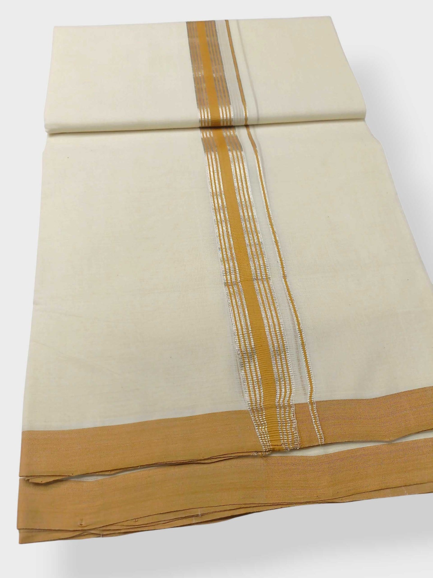 Balaramapuram Handloom Double Mundu Pure Cotton with Yellow Border
