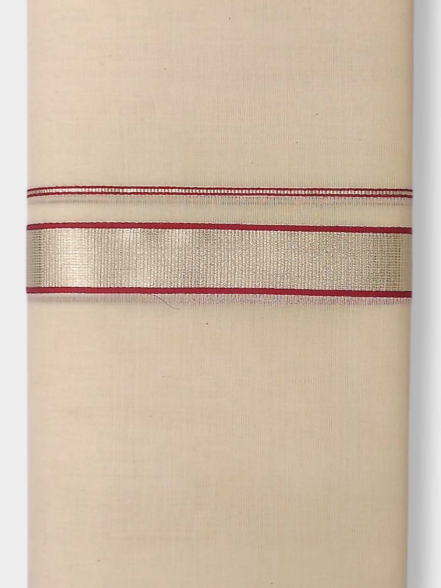 Balaramapuram Handloom Double Mundu Pure Cotton with Red Design