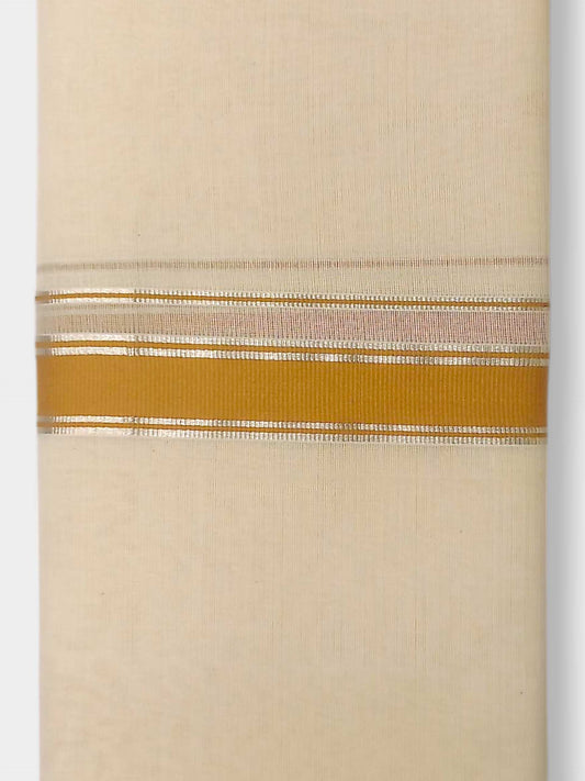 Balaramapuram Handloom Double Mundu Pure Cotton with Yellow Border