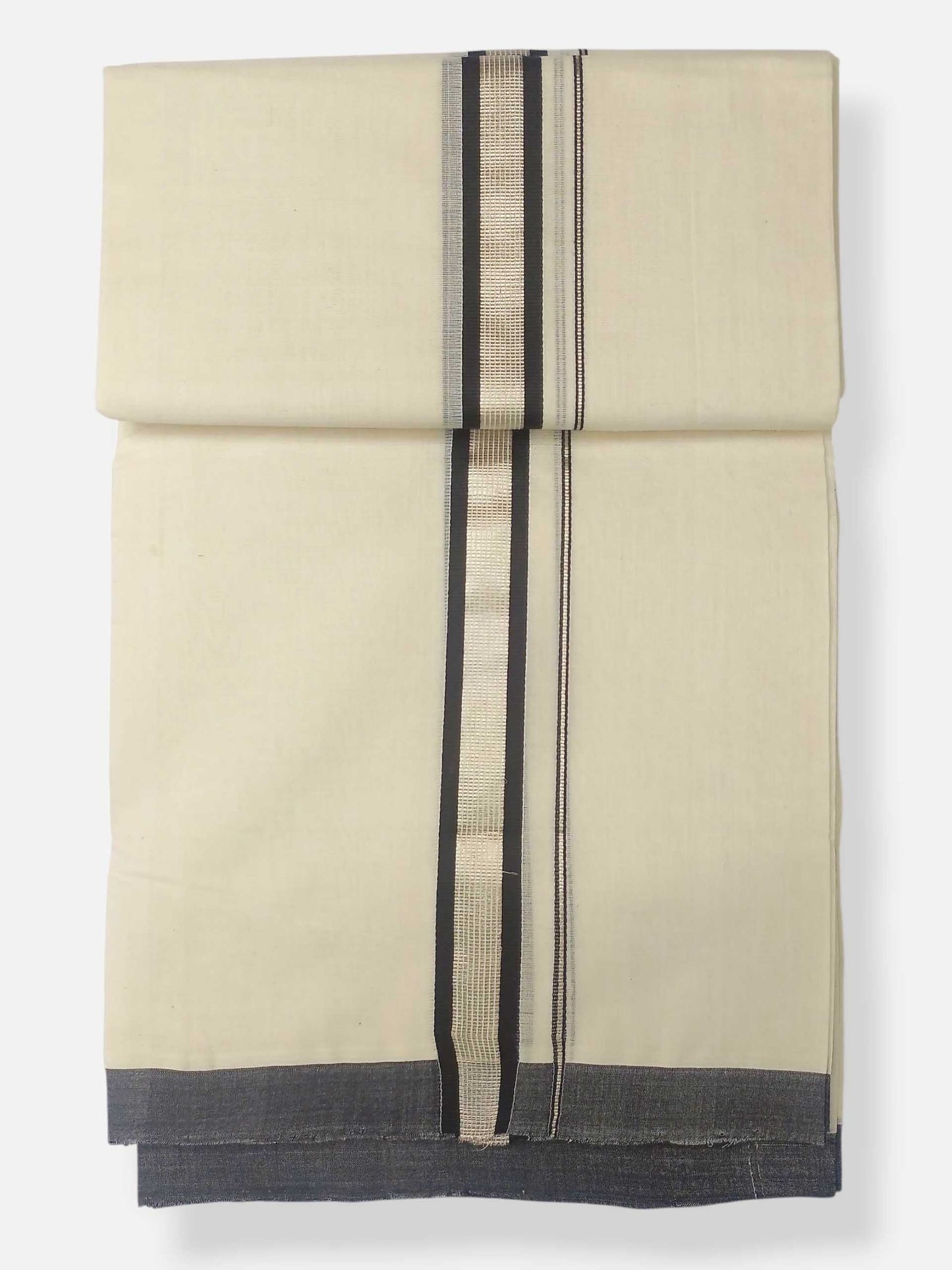 Balaramapuram Handloom Double Mundu Pure Cotton with Black Border