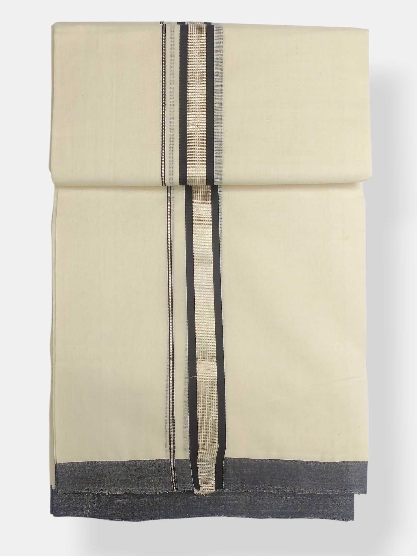 Balaramapuram Handloom Double Mundu Pure Cotton with Black Border