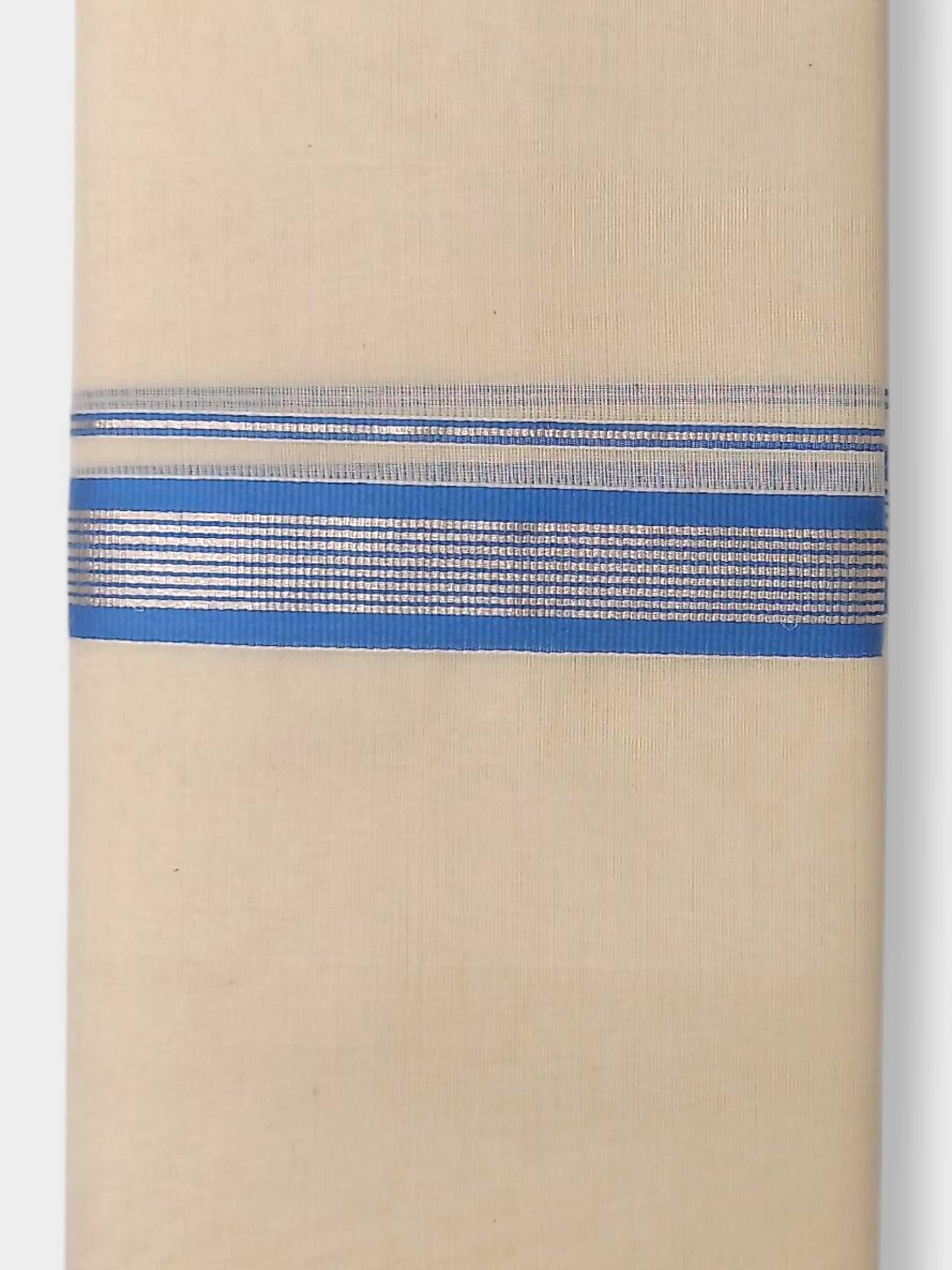 Balaramapuram Handloom Double Mundu Pure Cotton with Blue Border