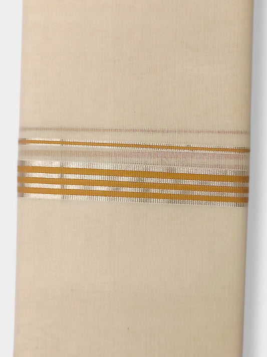 Balaramapuram Handloom Double Mundu Pure Cotton with Yellow Border
