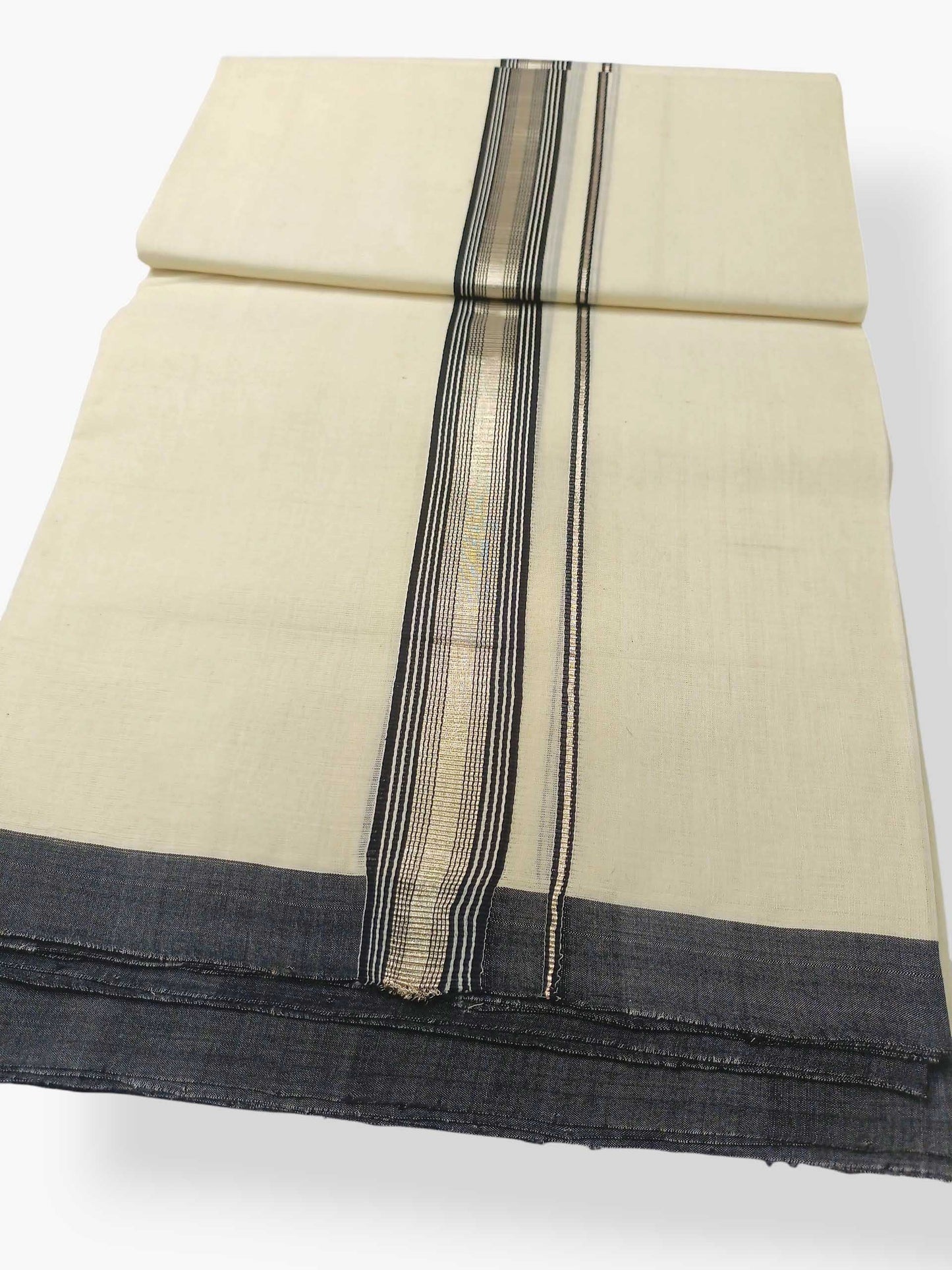 Balaramapuram Handloom Double Mundu Pure Cotton with Black Border