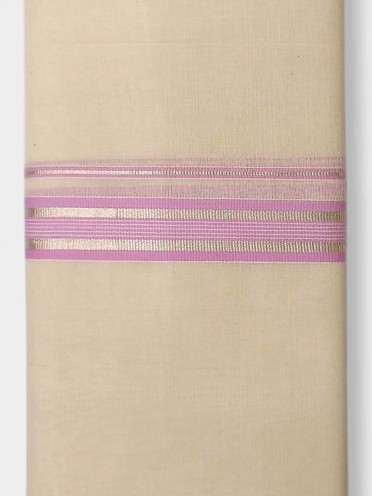 Balaramapuram Handloom Double Mundu Pure Cotton with Rose Design