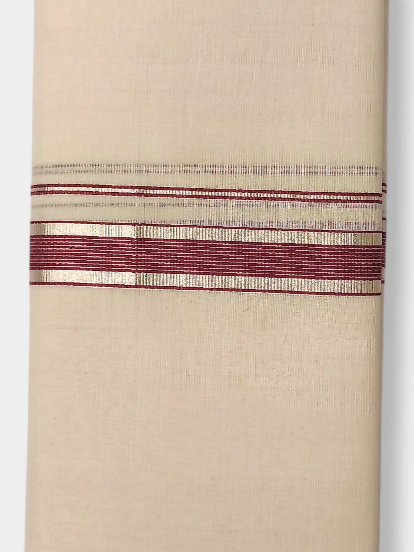 Balaramapuram Handloom Double Mundu Pure Cotton with Maroon Design