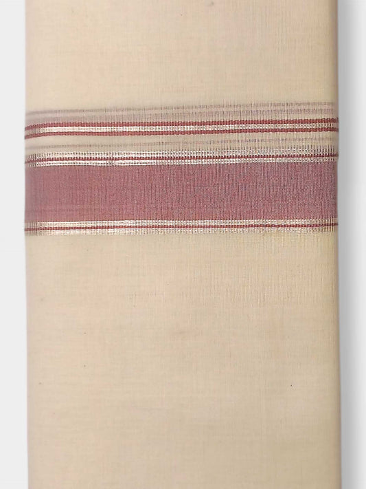 Balaramapuram Handloom Double Mundu Pure Cotton with Rose Design