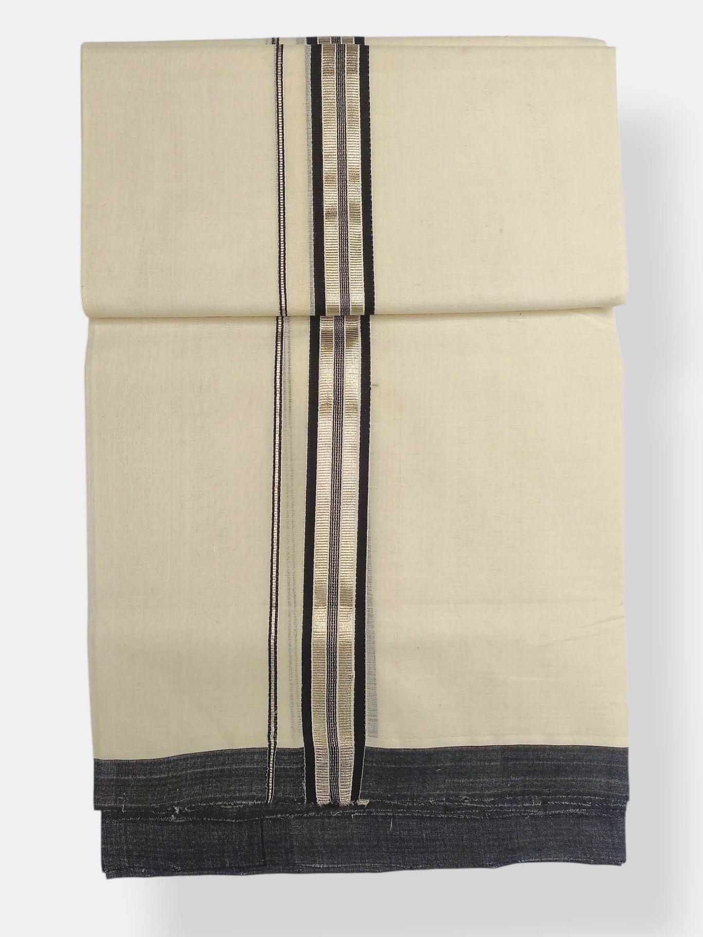 Balaramapuram Handloom Double Mundu Pure Cotton with Black Border
