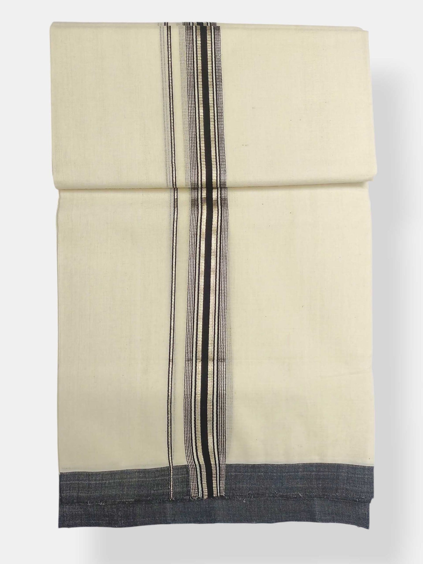 Balaramapuram Handloom Double Mundu Pure Cotton with Black Border
