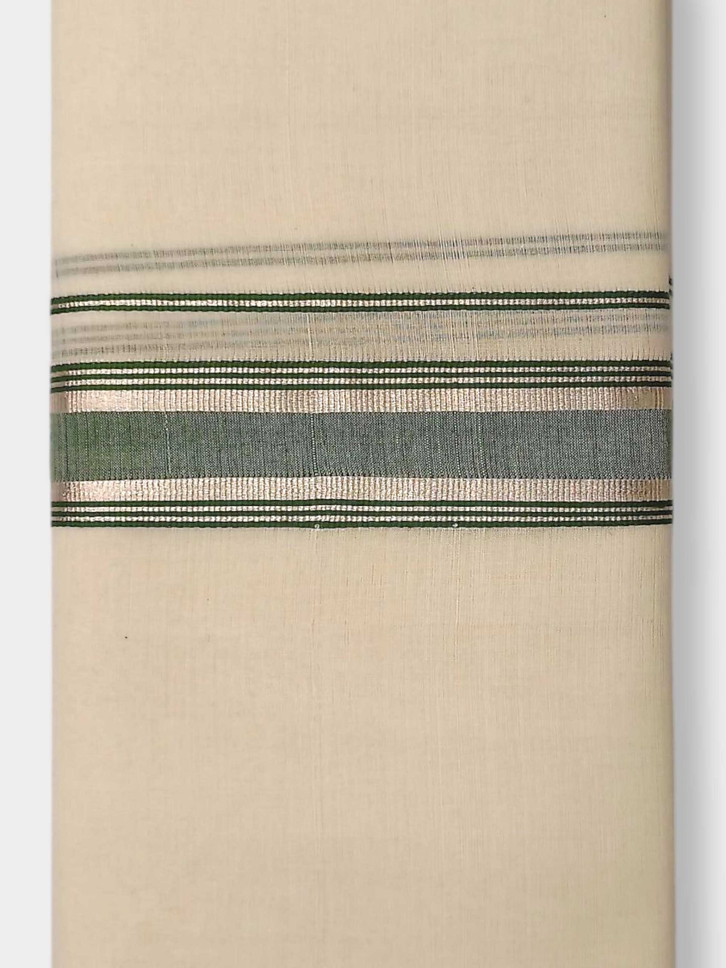 Balaramapuram Handloom Double Mundu Pure Cotton with Green Design