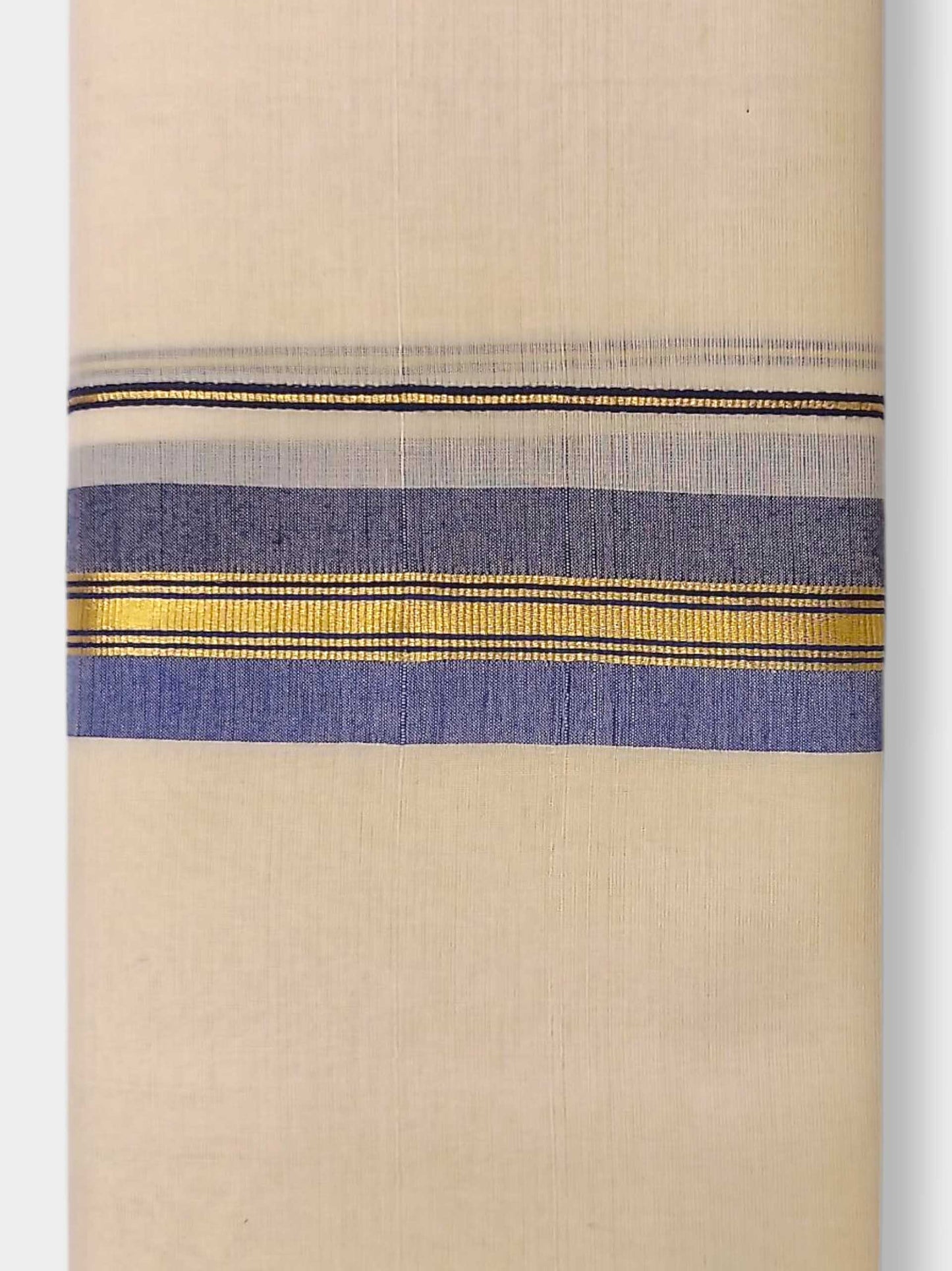 Balaramapuram Handloom Double Mundu Pure Cotton with Blue Border