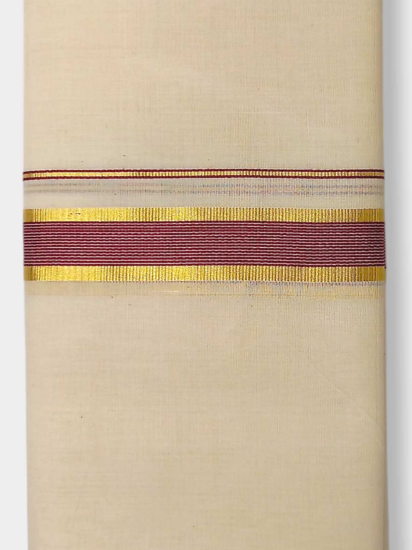 Balaramapuram Handloom Double Mundu Pure Cotton with Blue Border