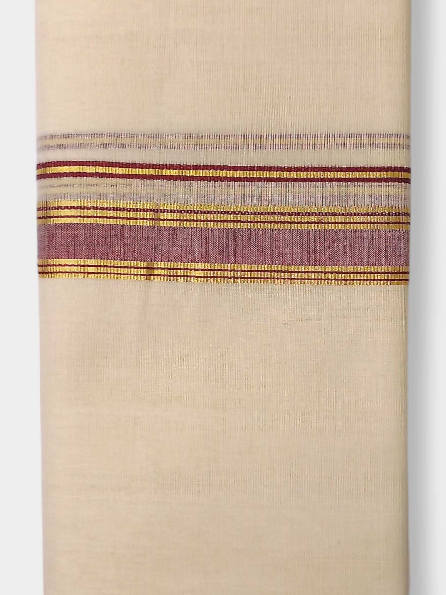Balaramapuram Handloom Double Mundu Pure Cotton with Maroon Border