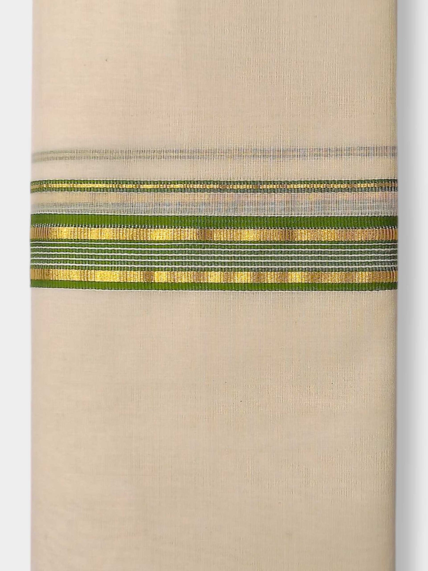 Balaramapuram Handloom Double Mundu Pure Cotton with Green Border