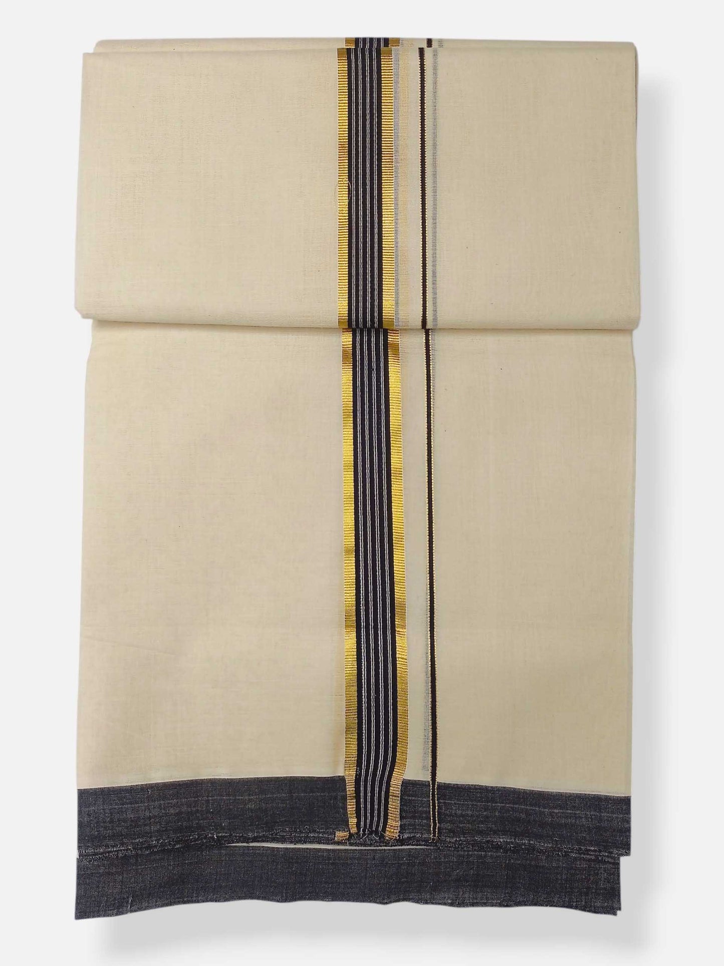 Balaramapuram Handloom Double Mundu Pure Cotton with Black Border