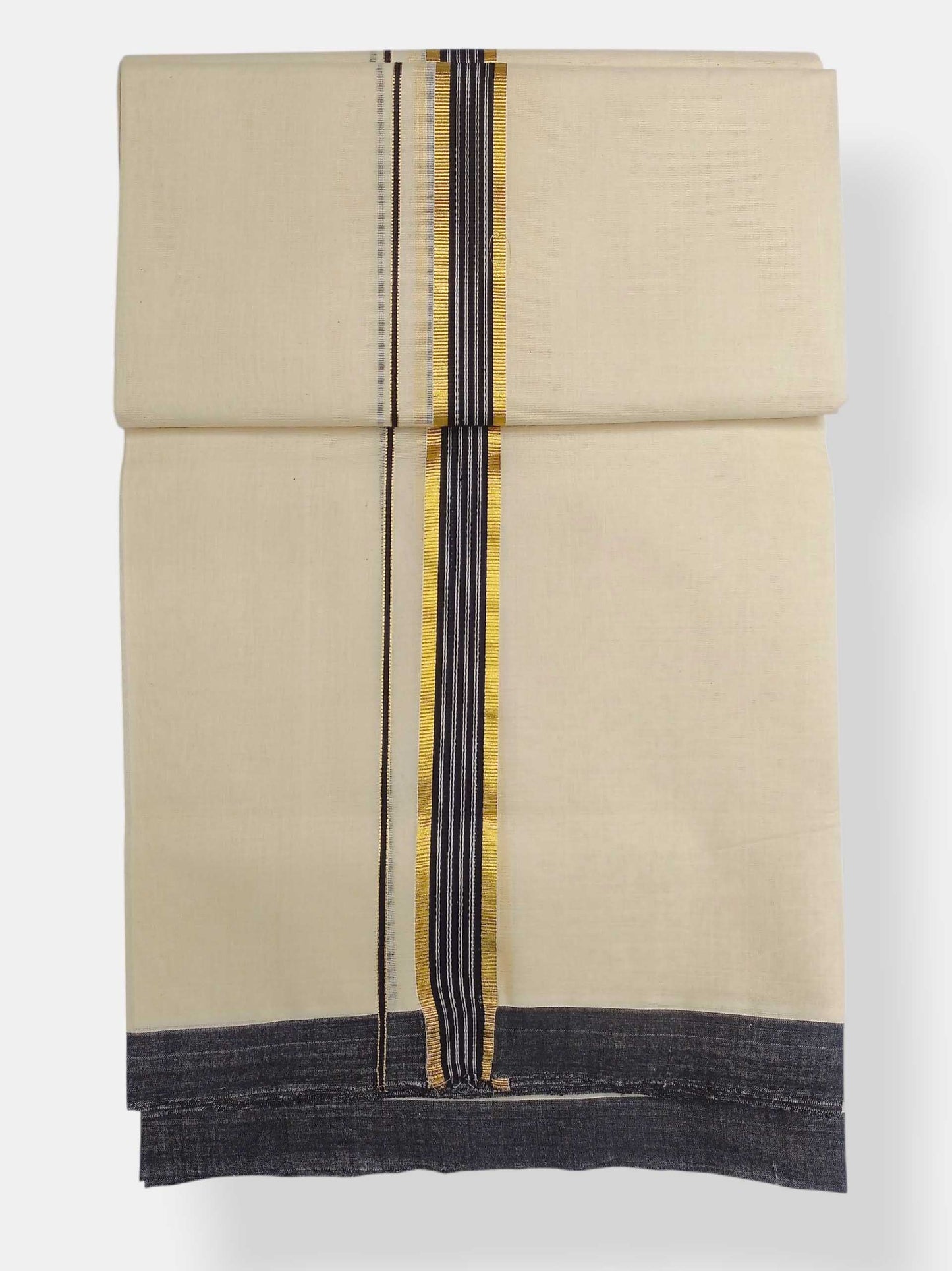 Balaramapuram Handloom Double Mundu Pure Cotton with Black Border