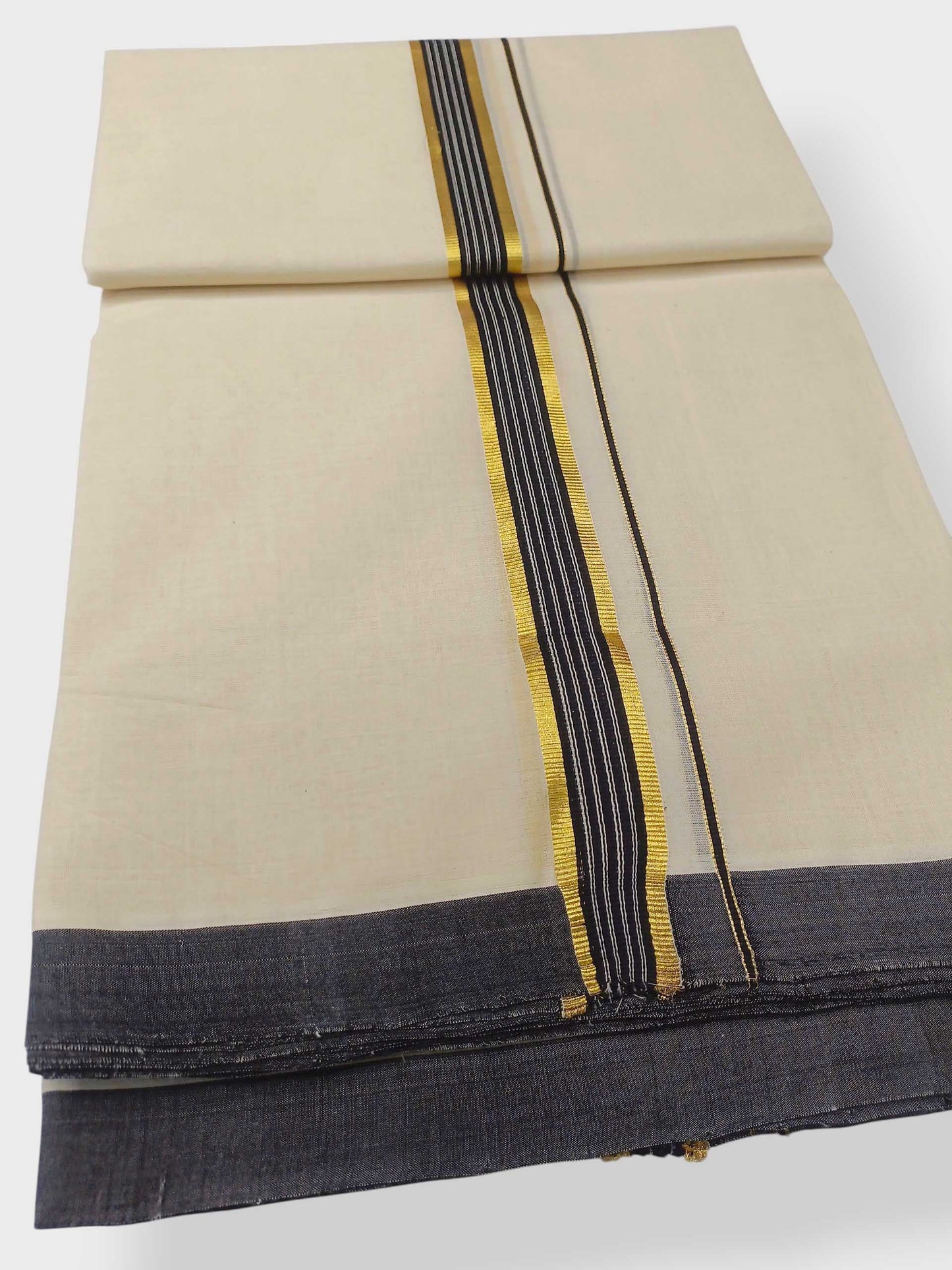 Balaramapuram Handloom Double Mundu Pure Cotton with Black Border