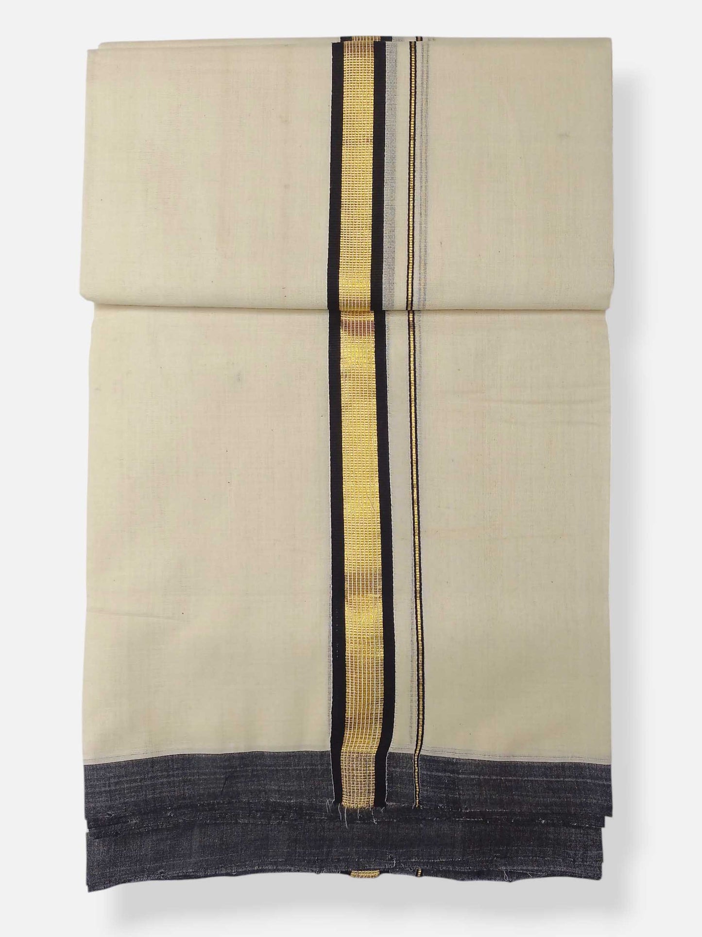 Balaramapuram Handloom Double Mundu Pure Cotton with Black Border