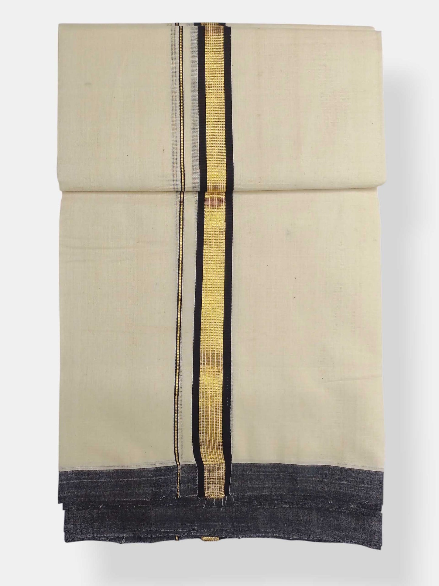 Balaramapuram Handloom Double Mundu Pure Cotton with Black Border