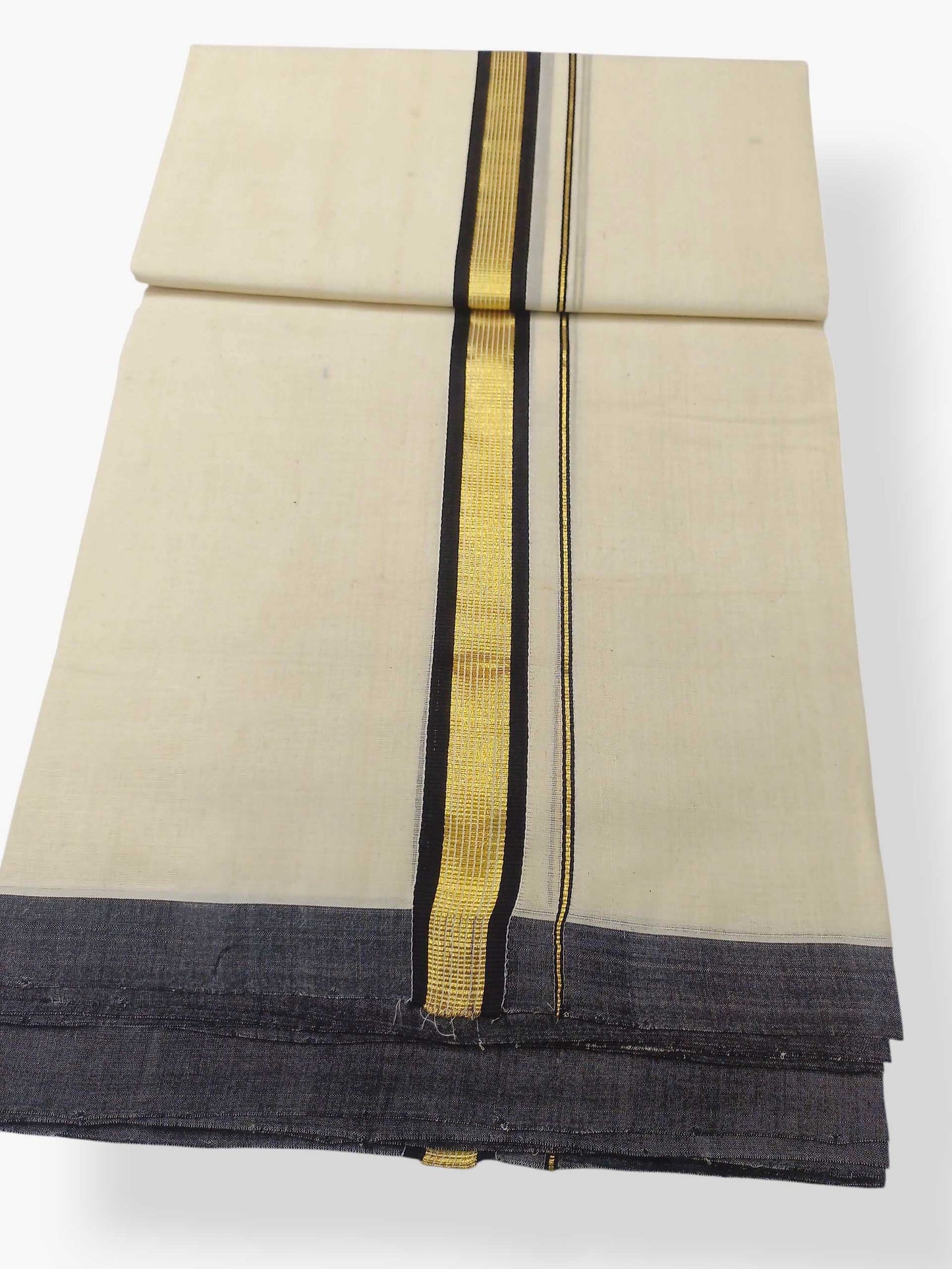 Balaramapuram Handloom Double Mundu Pure Cotton with Black Border