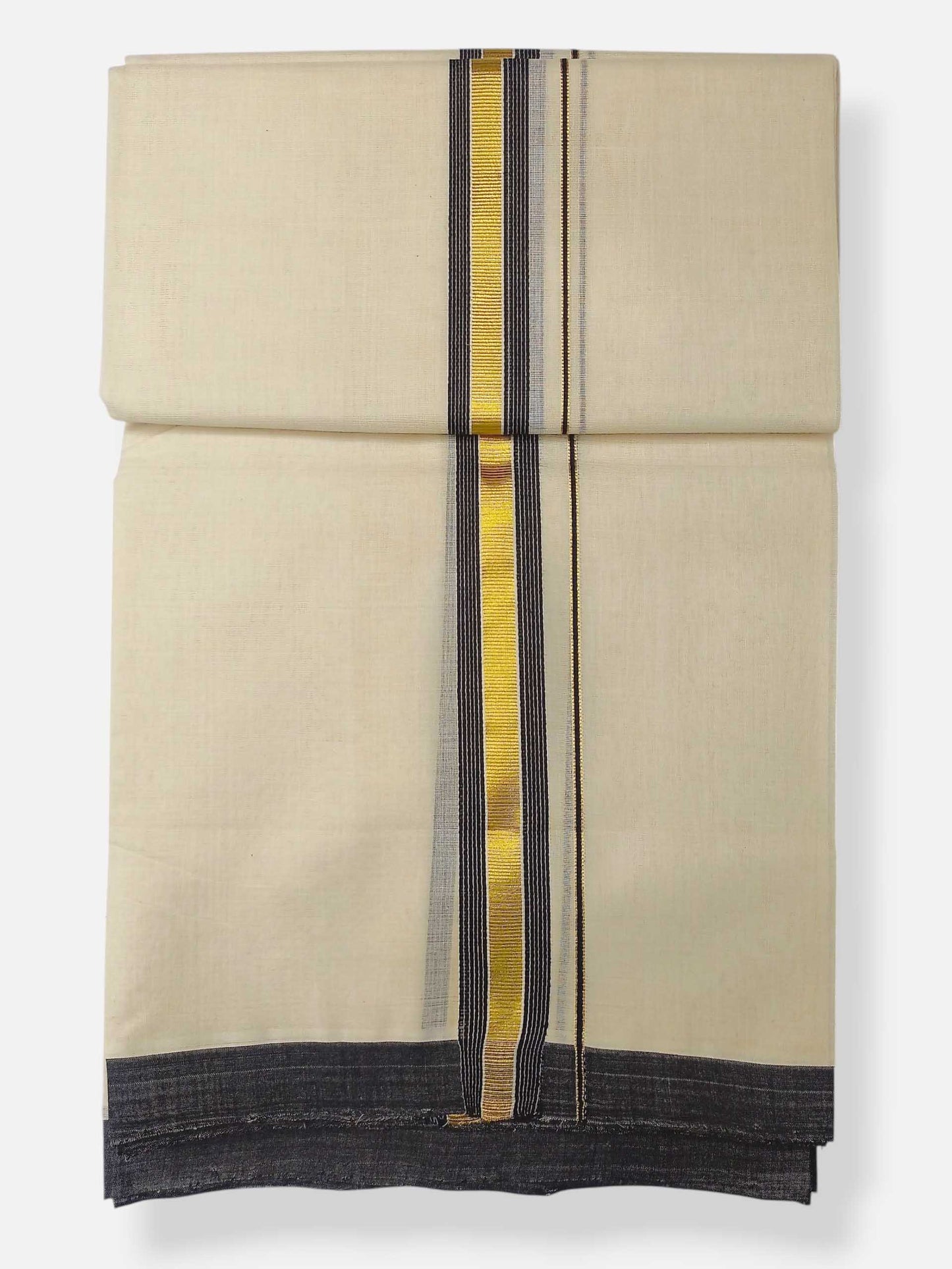 Balaramapuram Handloom Double Mundu Pure Cotton with Black Border